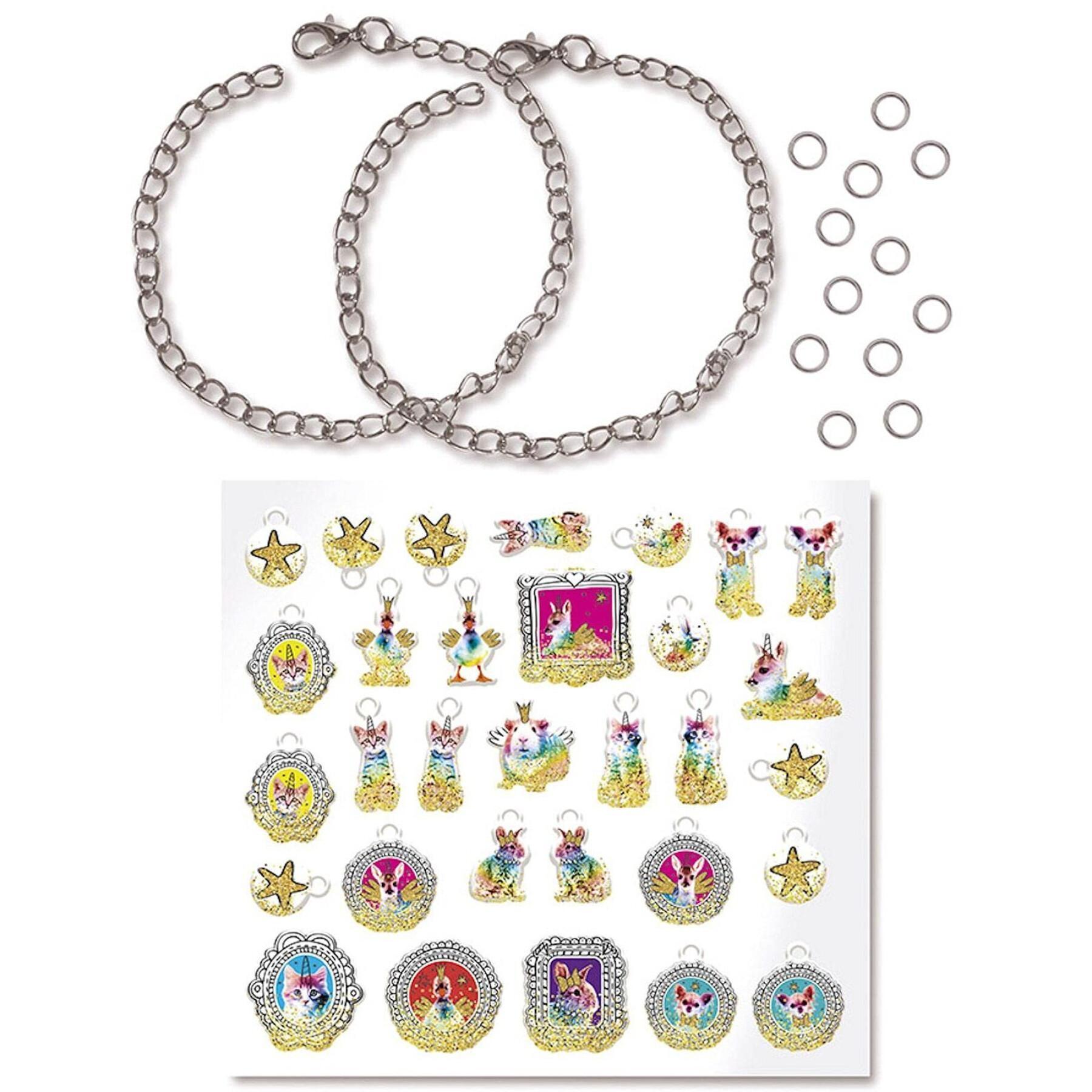 Creative set of bracelets, charms and stickers rainbow animals Totum