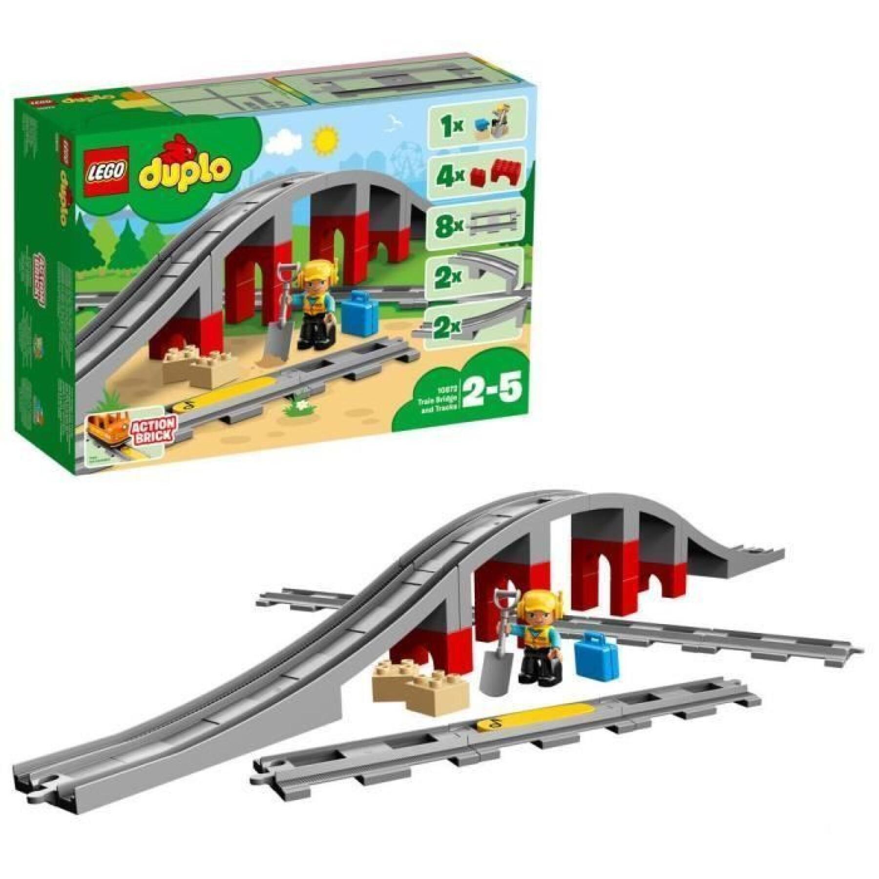 Train track and bridge building set Lego Duplo