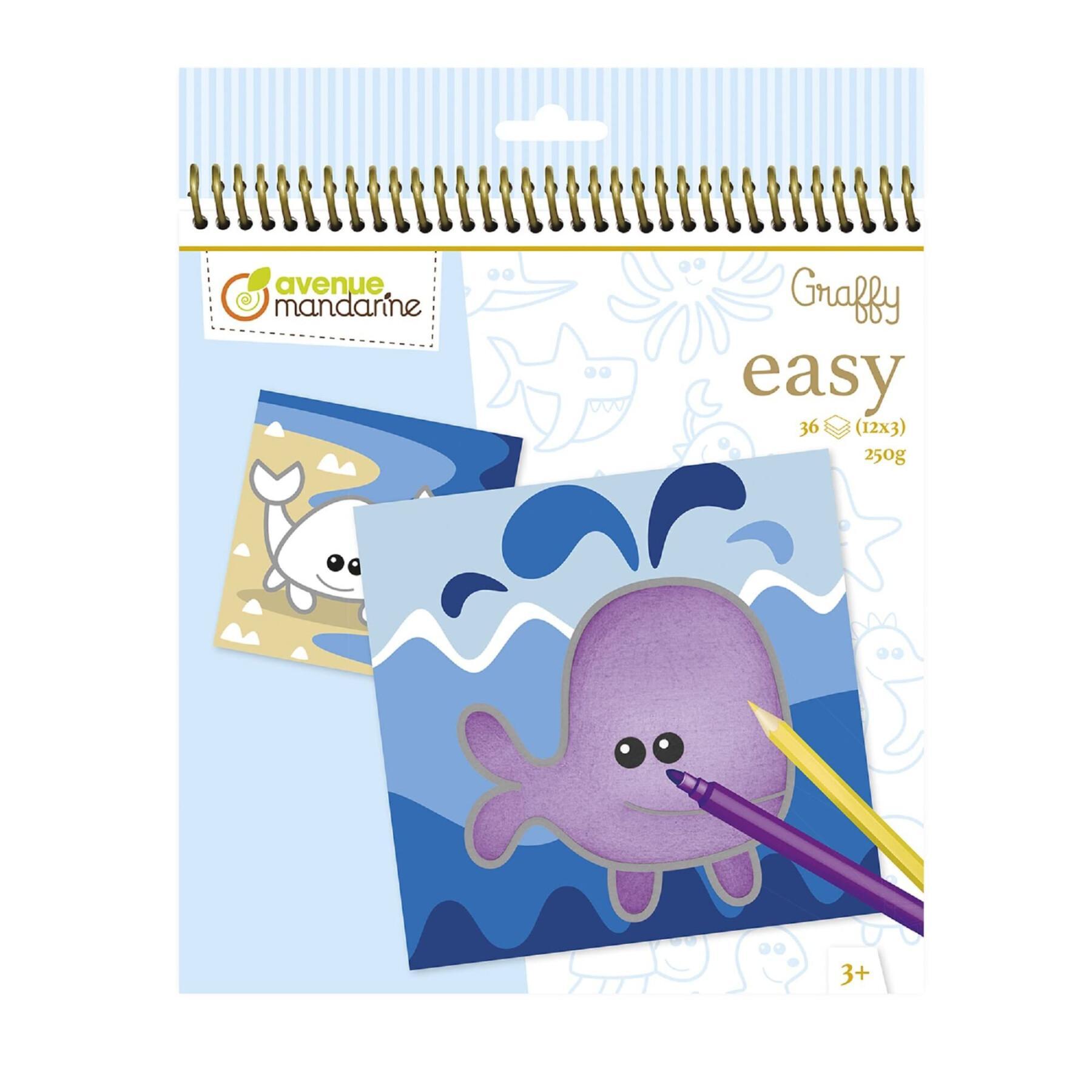 Booklet of 24 coloring sheets marine animals Avenue Mandarine Graffy Easy
