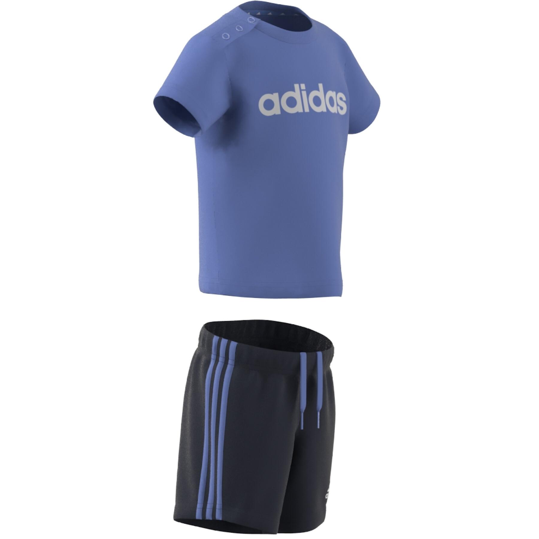 Organic cotton t-shirt and shorts set adidas 3-Stripes Essentials Lineage