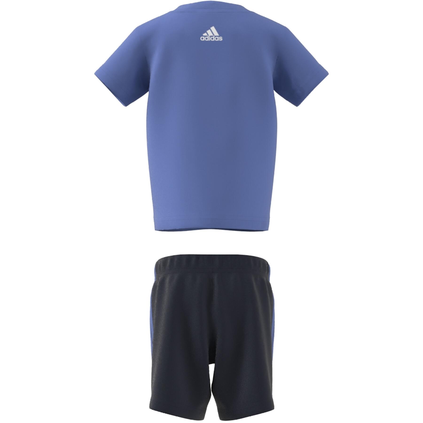 Organic cotton t-shirt and shorts set adidas 3-Stripes Essentials Lineage