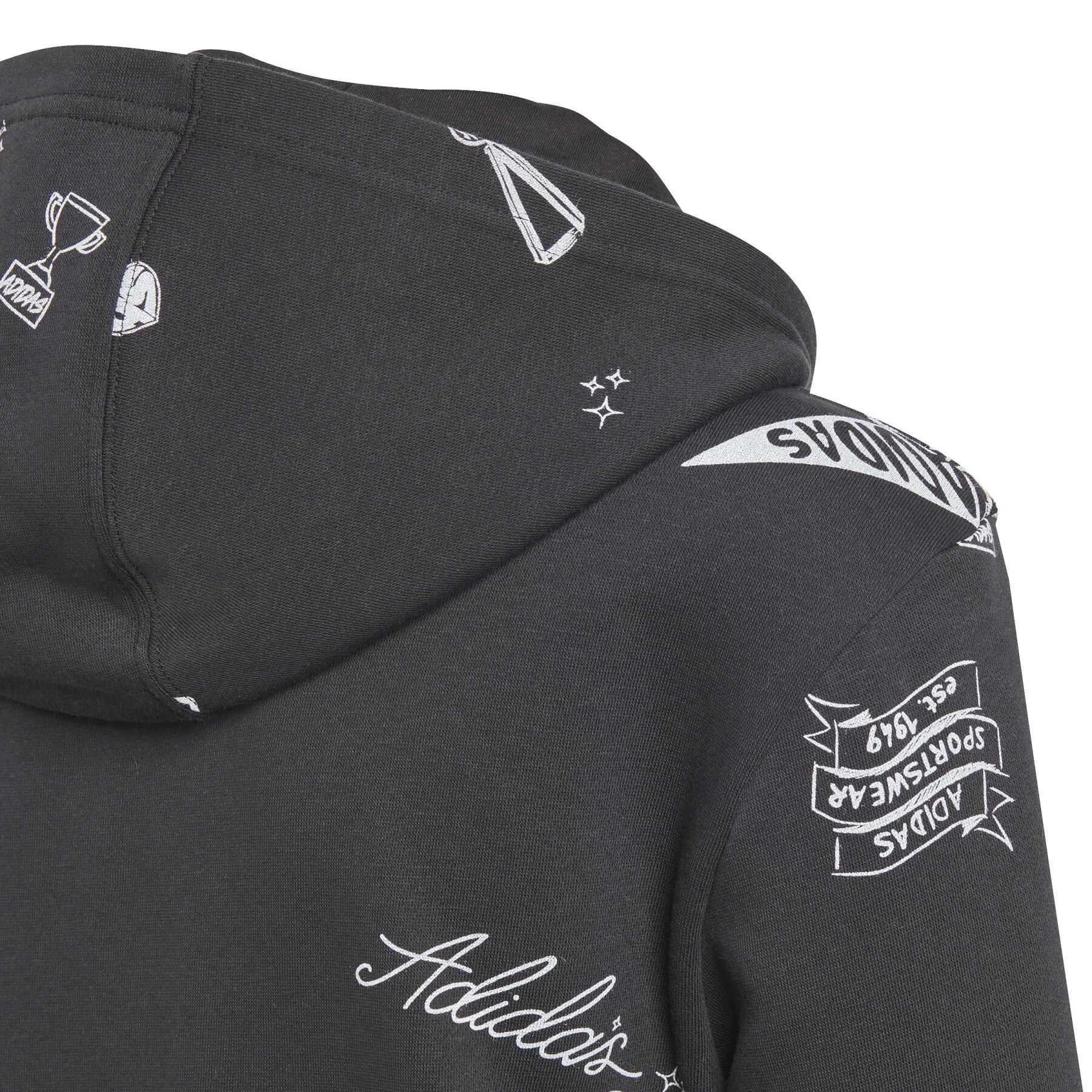 Full-zip hoodie for kids adidas Brand Love Allover Print