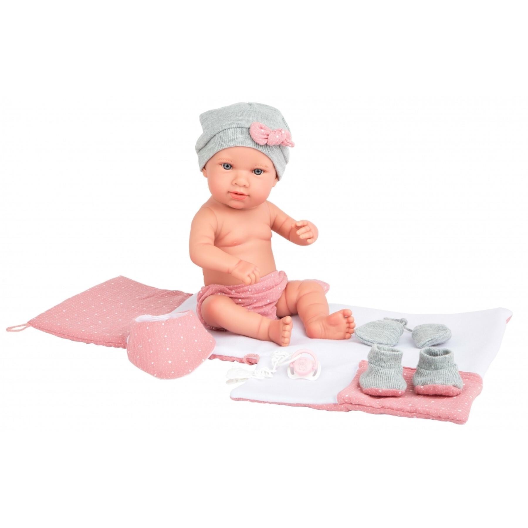Doll with changing mat, mittens and clothes Arias