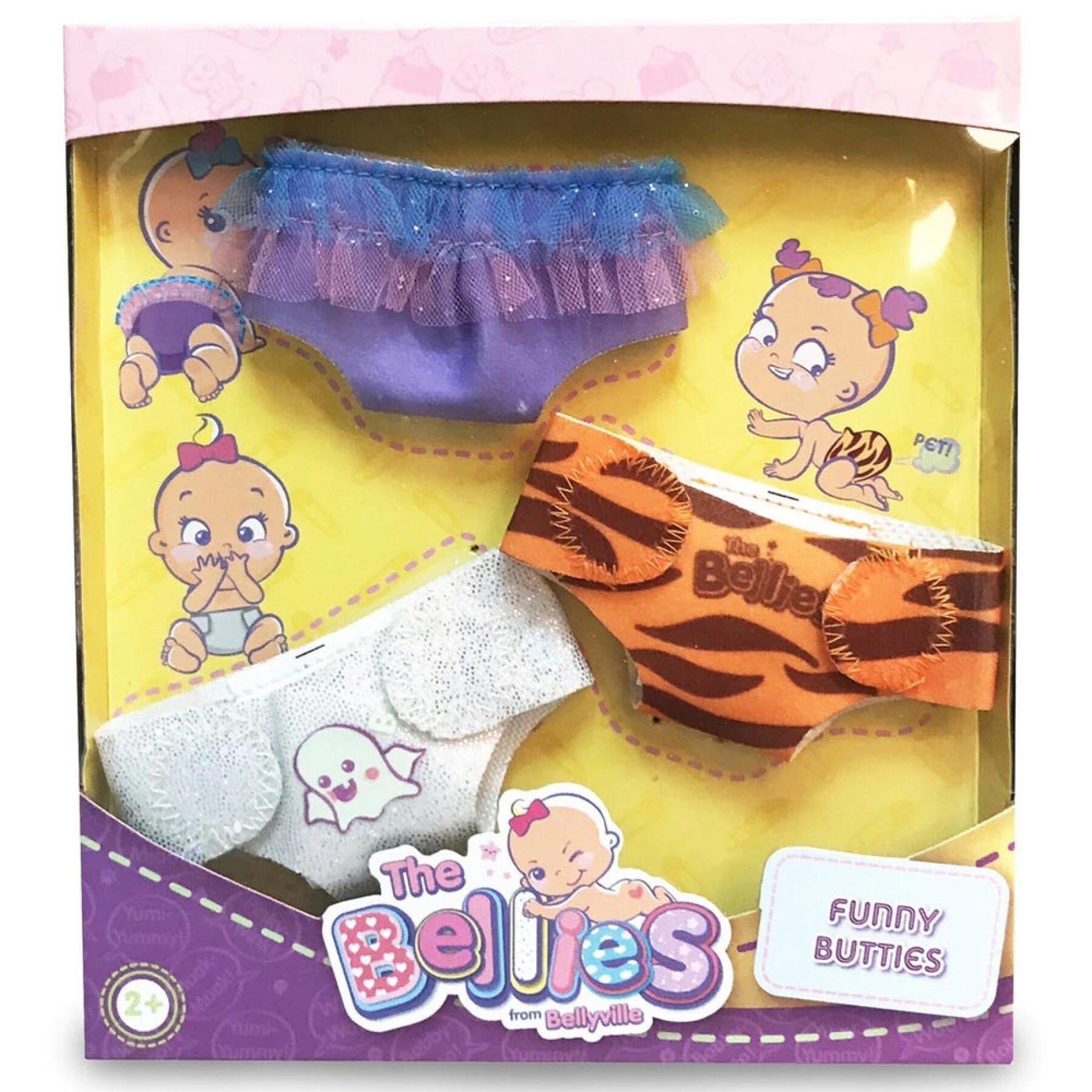 Decorated doll diapers Bellies (x3)