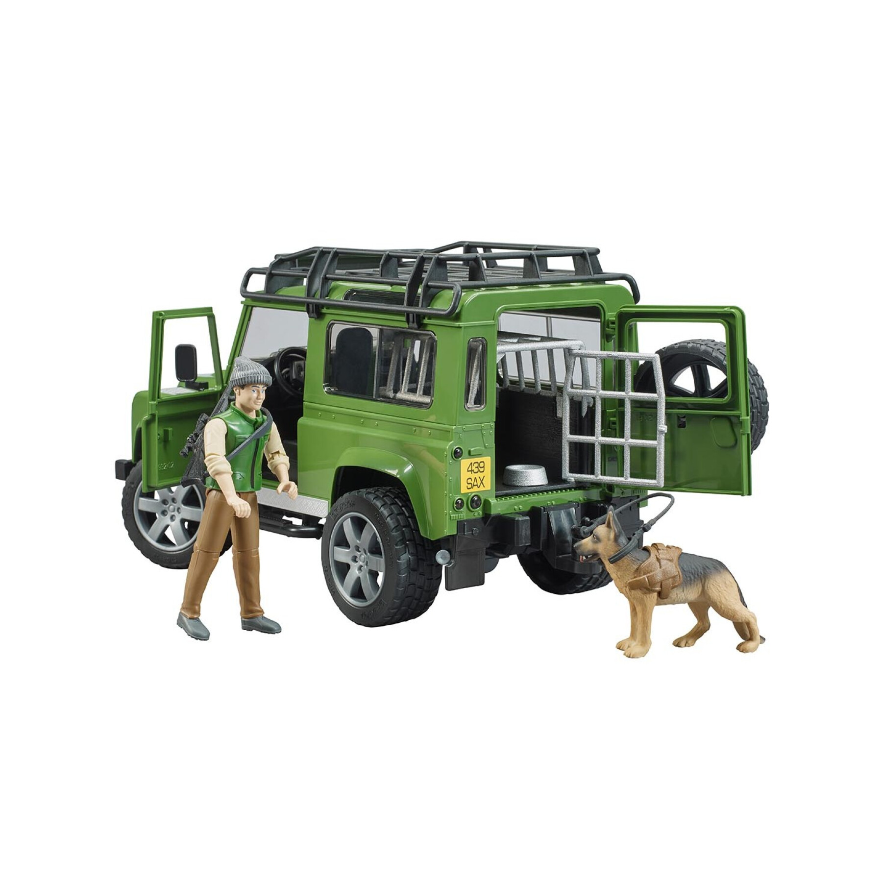 Car games - land rover defender station wagon with forester and dog Bruder