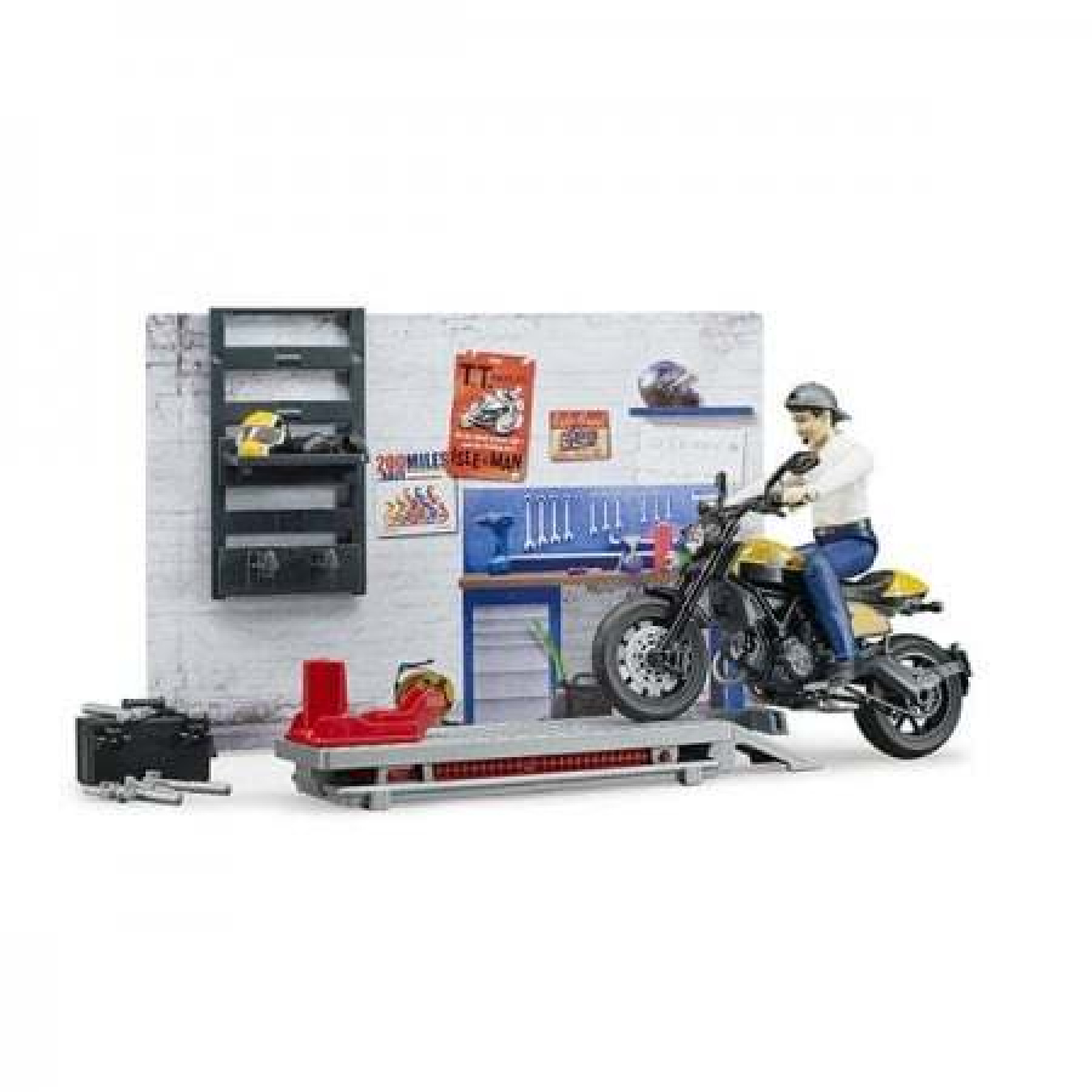 Figurine - Ducati scrambler full throttle motorcycle service Bruder