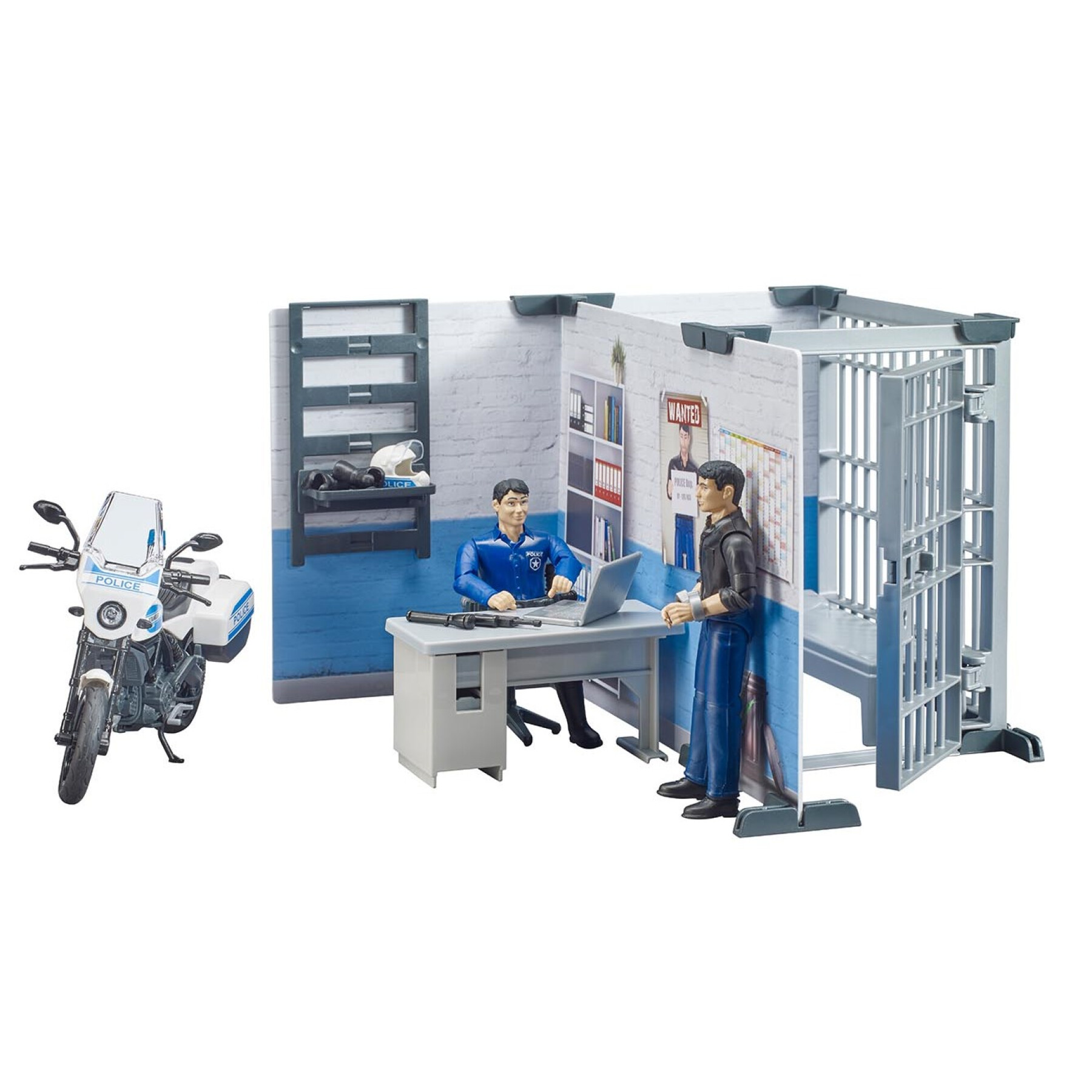 Figurine - Police station with police motorcycle Bruder