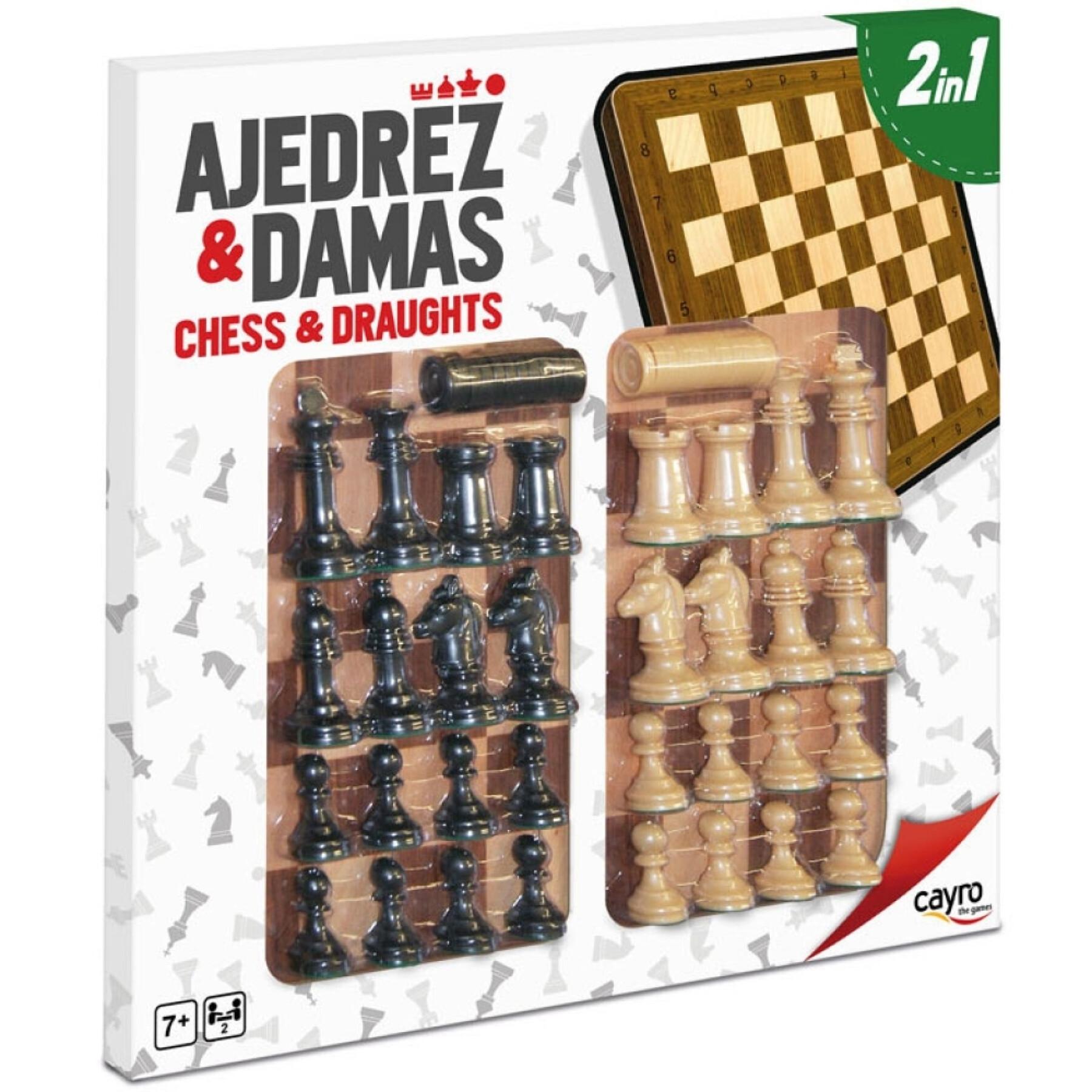Complete wooden chess and checkers set Cayro