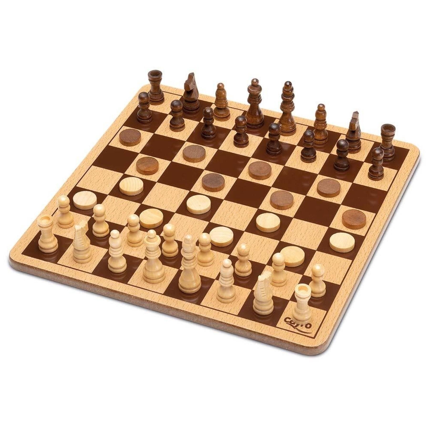Wooden chess set in a metal box Cayro