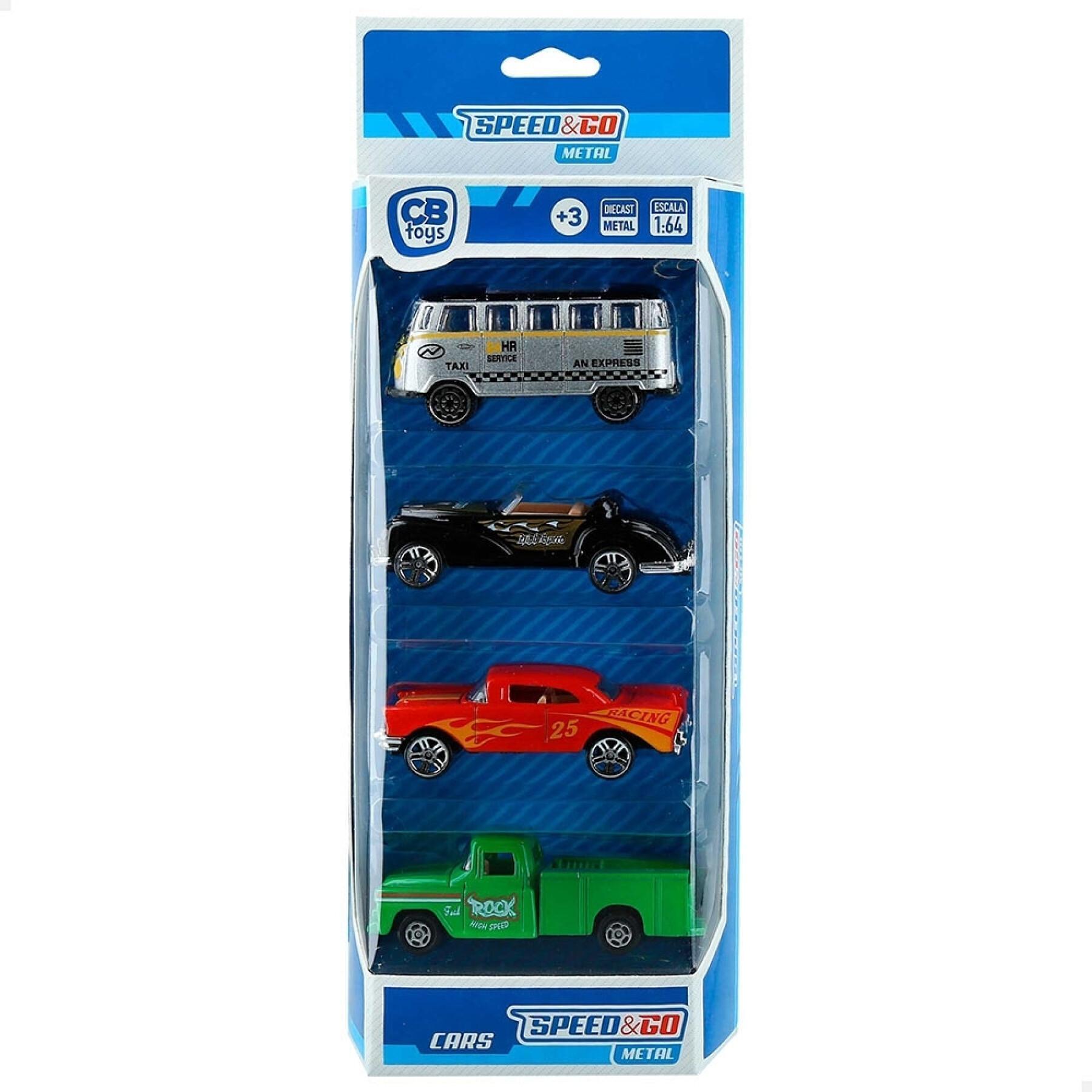 Set of 4 assorted metal cars 1:64 scale CB Toys Speed&go