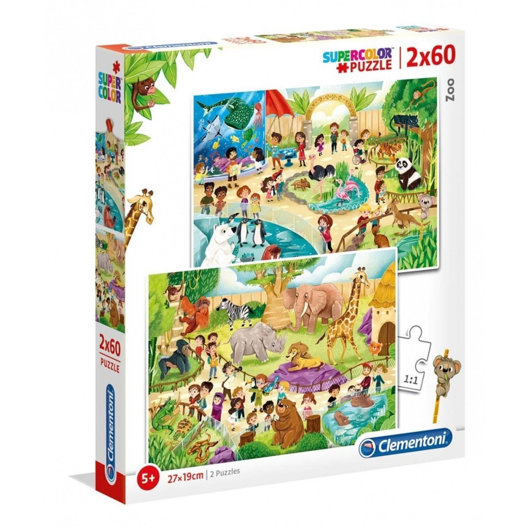 Puzzle 2 x 60 pièces Clementoni Zoo
