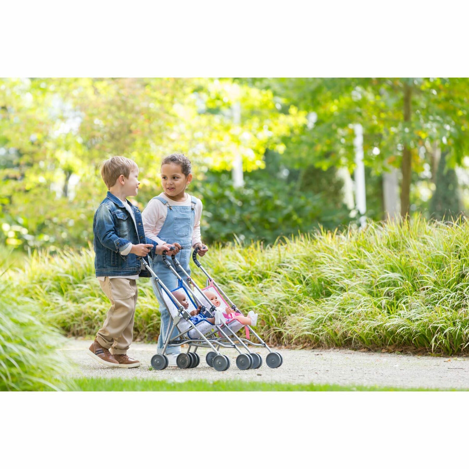 Blue cane stroller for baby Corolle