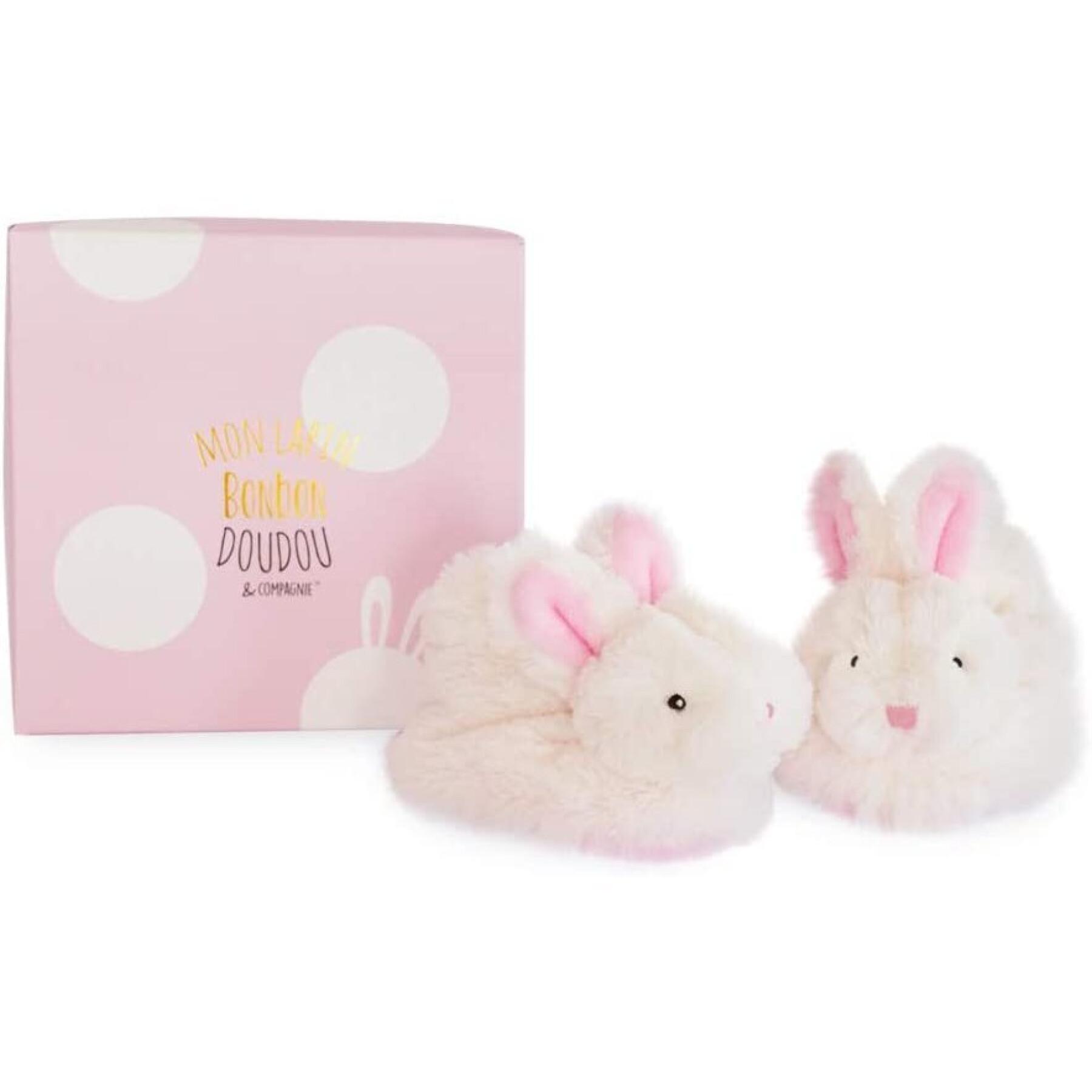 Slippers with rattle baby Doudou & compagnie Lapin