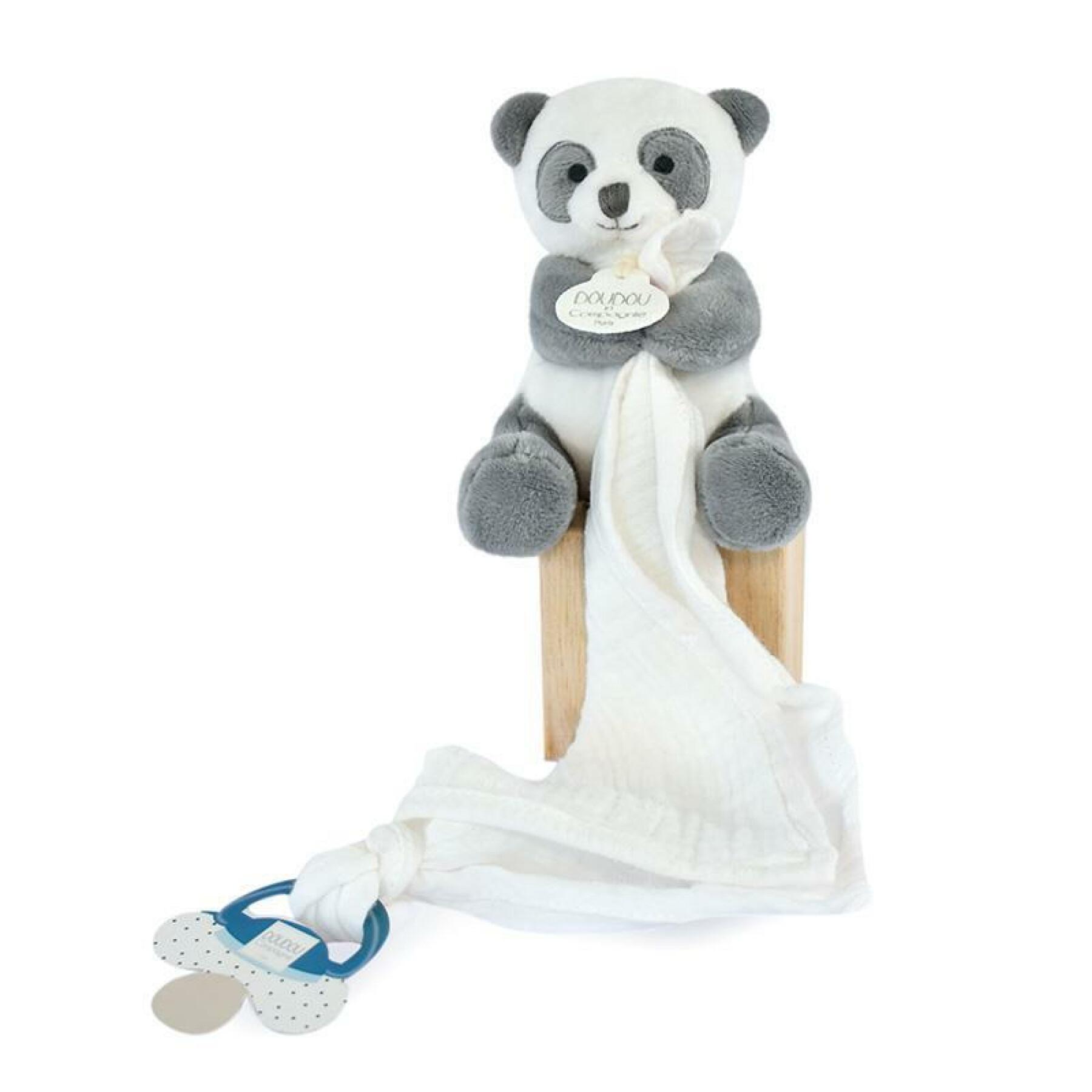 Pacifier + comforter with pacifier clip Doudou & compagnie Unicef - Panda