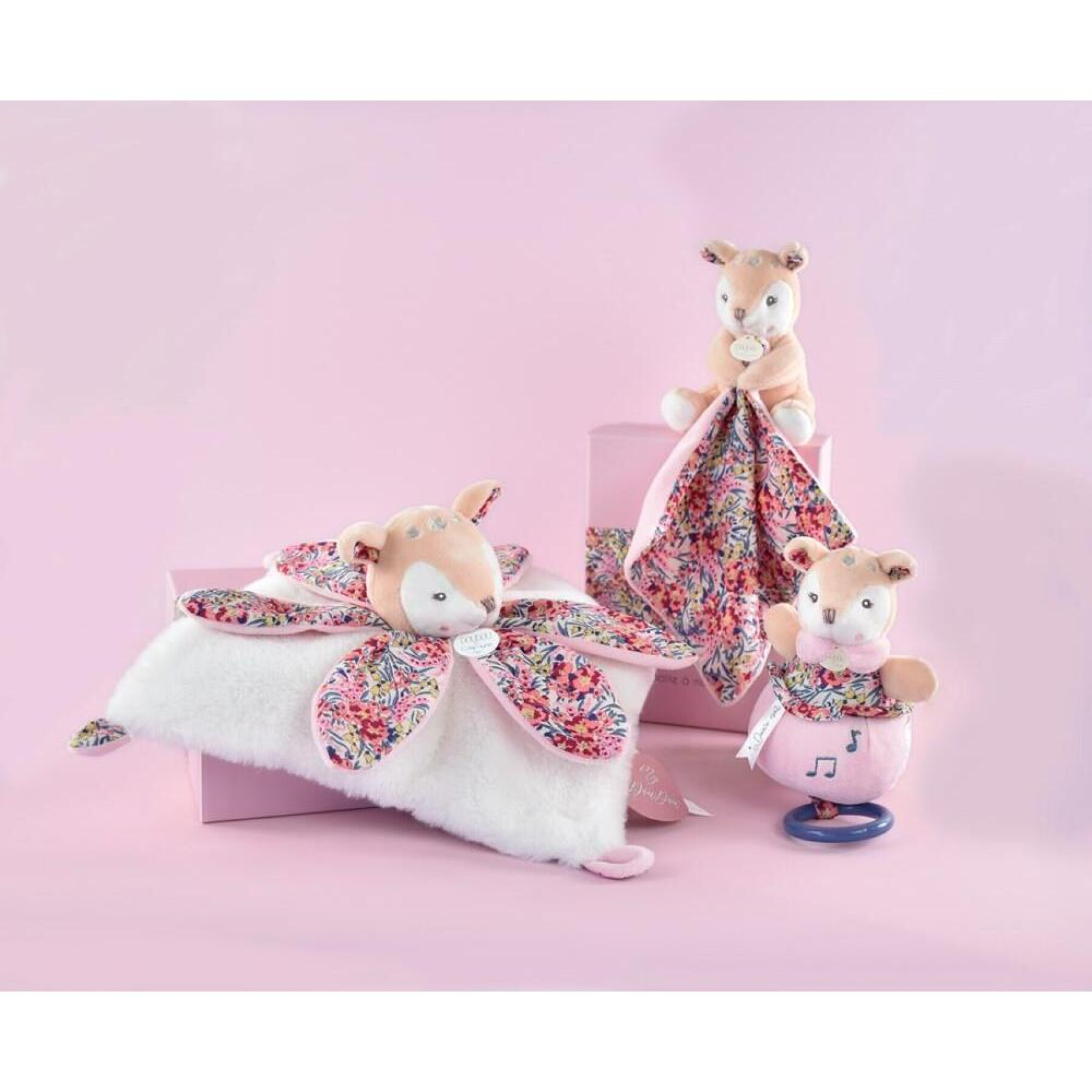Comforter set with fawn puppet Doudou & compagnie Boh'Aime 12 cm
