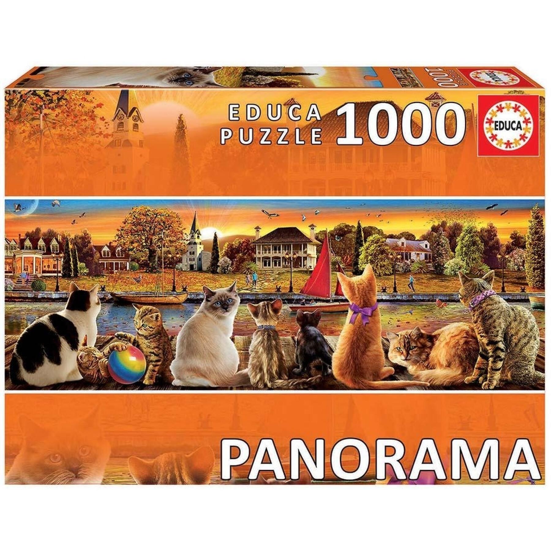 1000 piece puzzle Educa Panorama Gatos