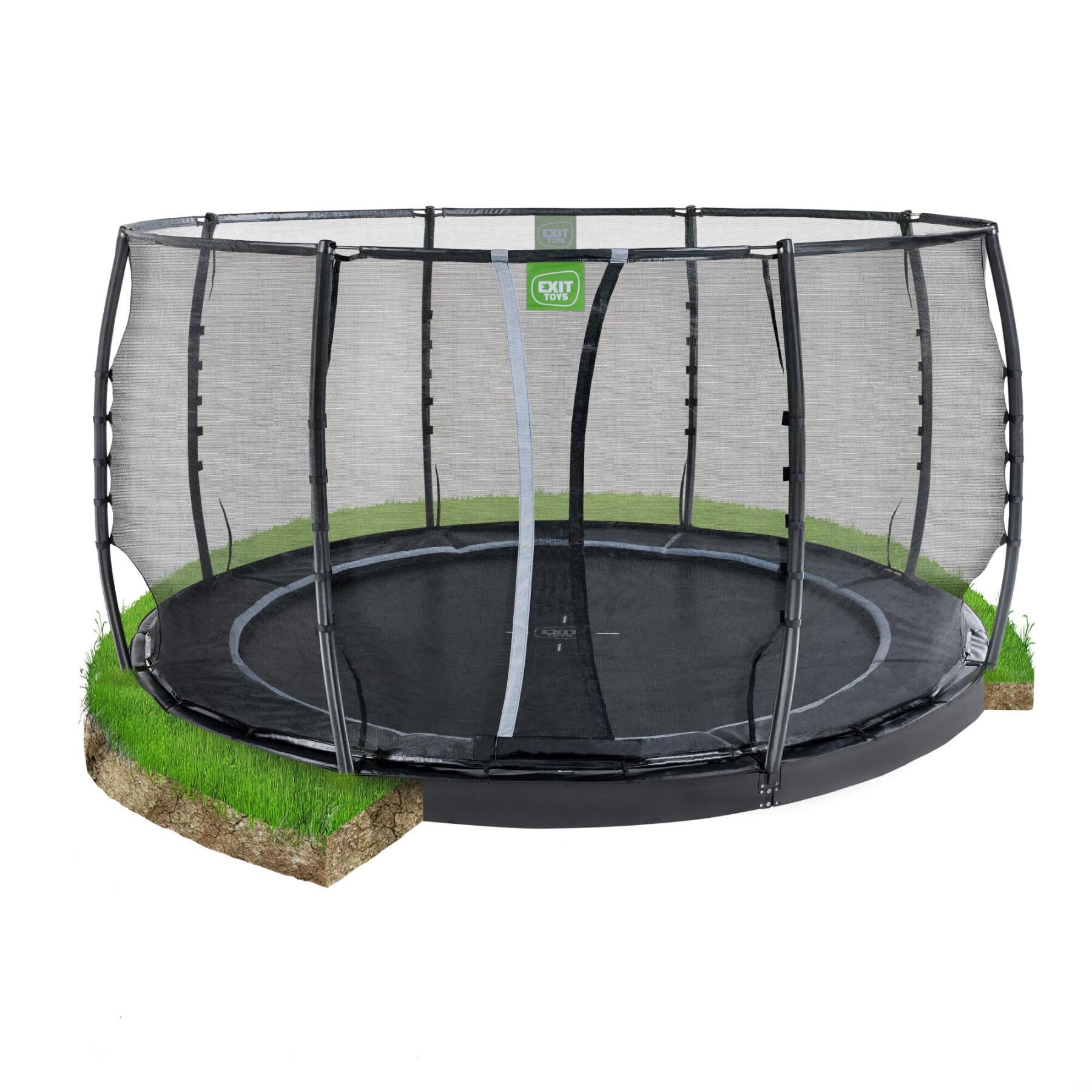 Trampoline buried at ground level with safety net Exit Toys Dynamic 427 cm