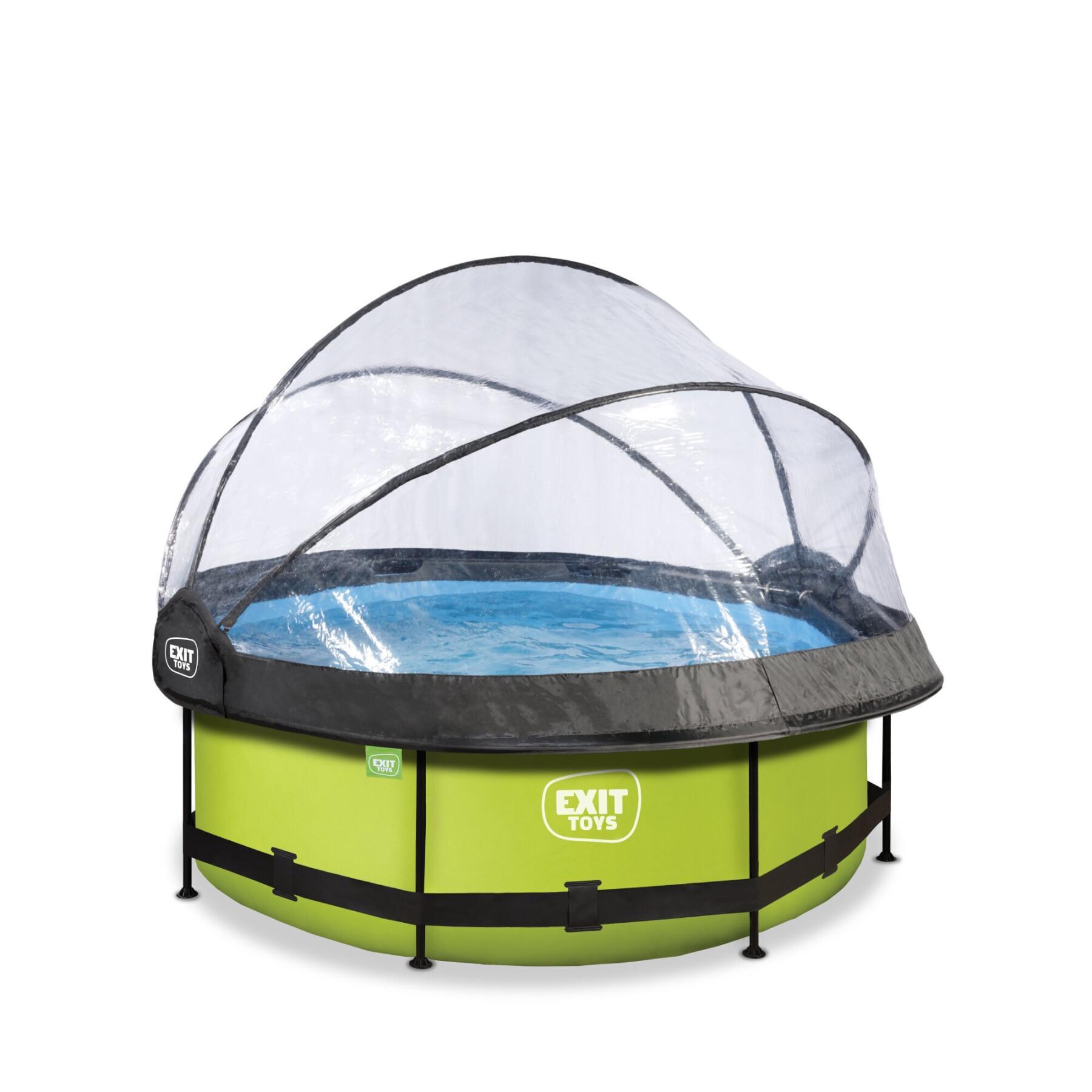 Swimming pool with filter pump and children's dome Exit Toys Lime 244 x 76 cm