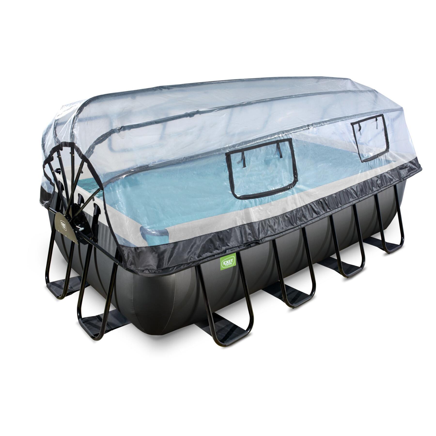Swimming pool with sand filter pump and dome and heat pump in leather child Exit Toys 400 x 200 x 100 cm