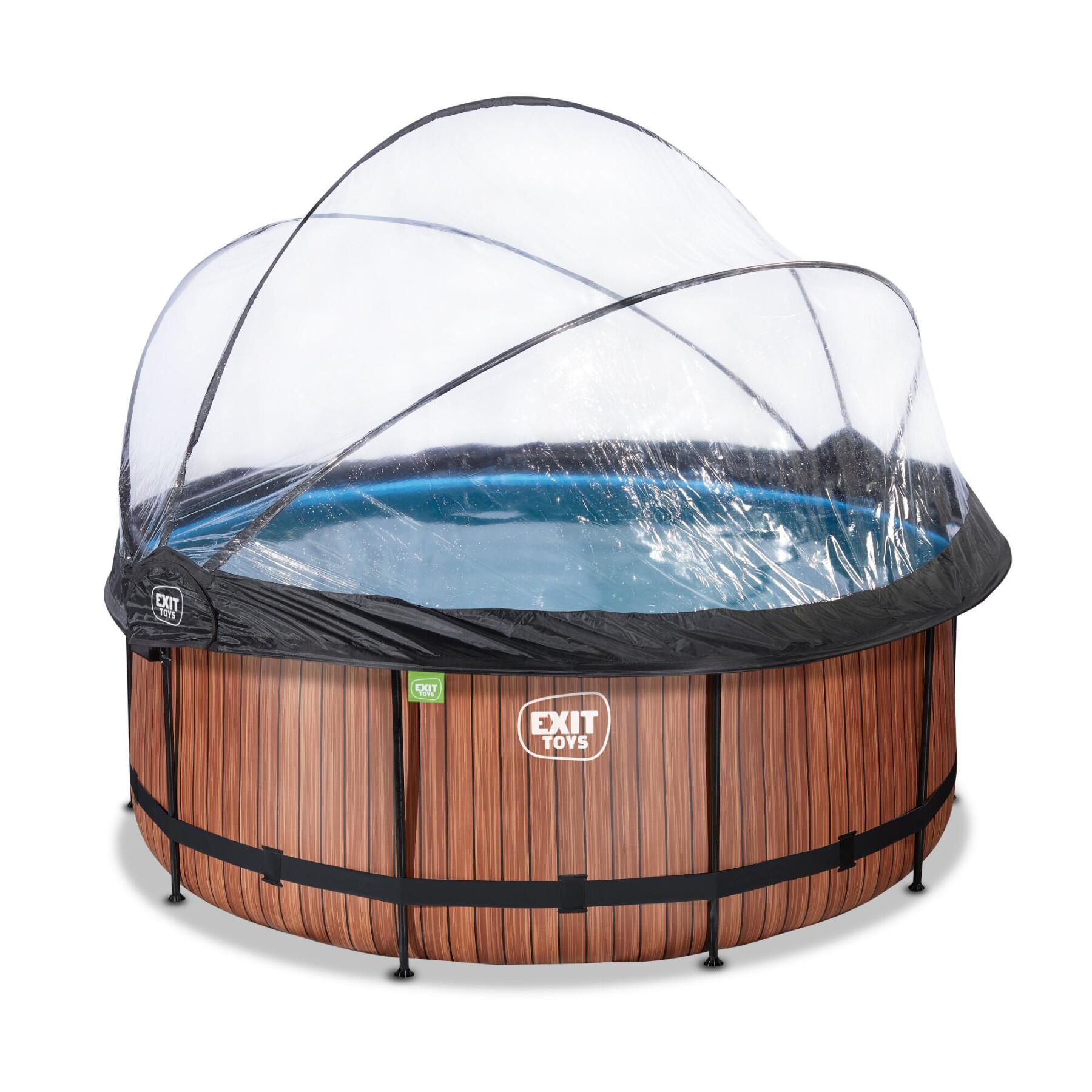 Swimming pool with sand filter pump and dome and child heat pump Exit Toys Wood 360 x 122 cm