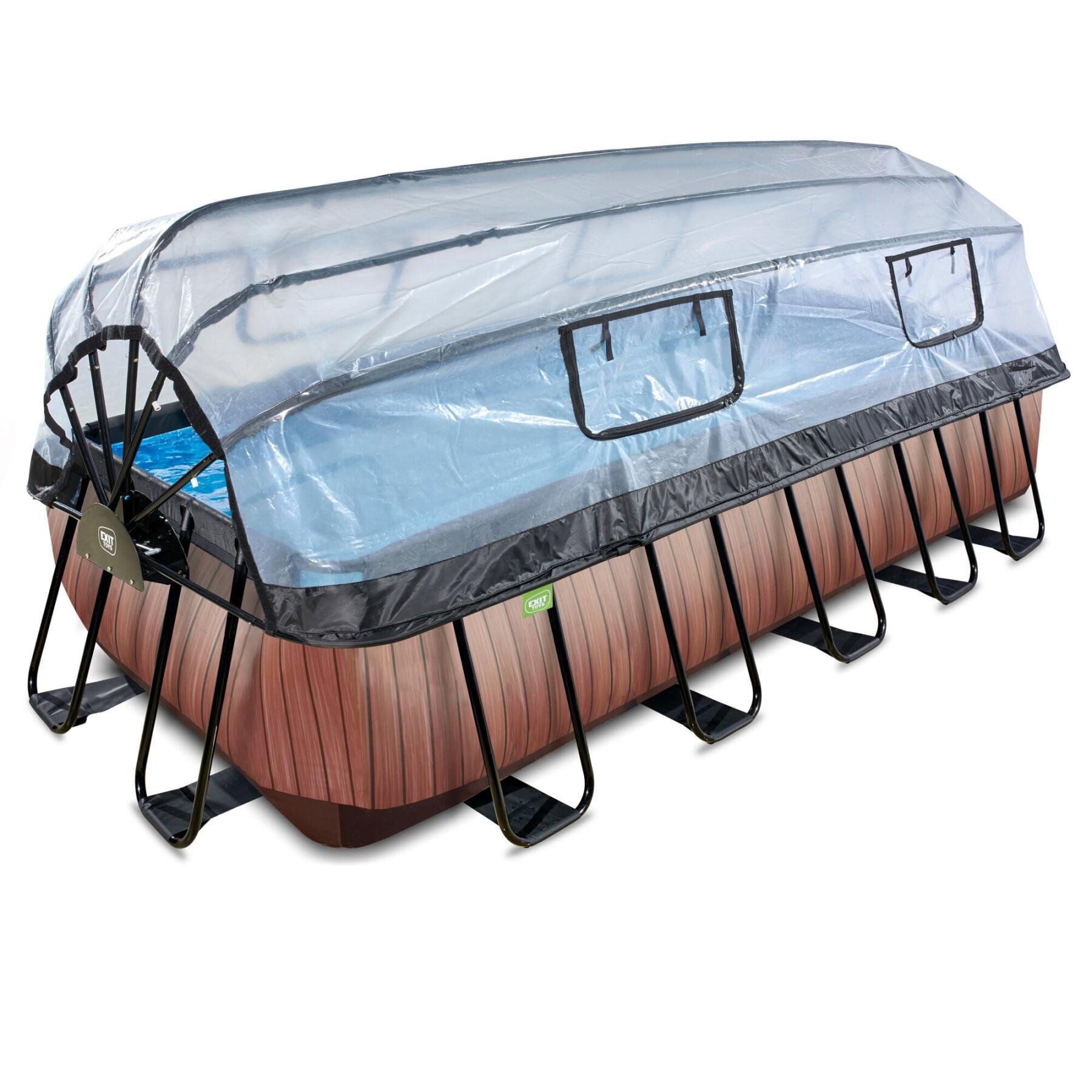 Swimming pool with sand filter pump and dome and child heat pump Exit Toys Wood 540 x 250 x 122 cm