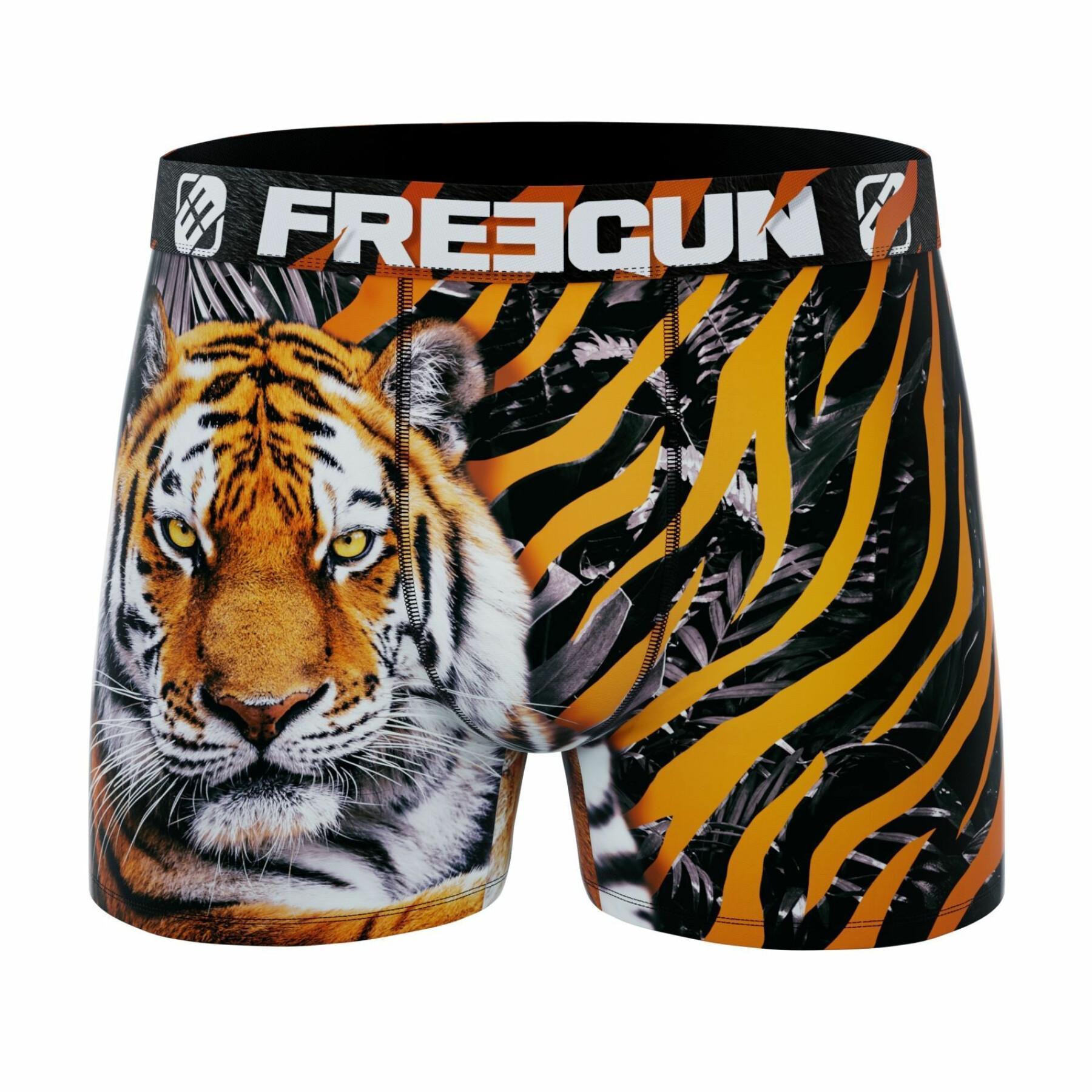 Boxer in recycled polyester printed wild animals tiger child Freegun
