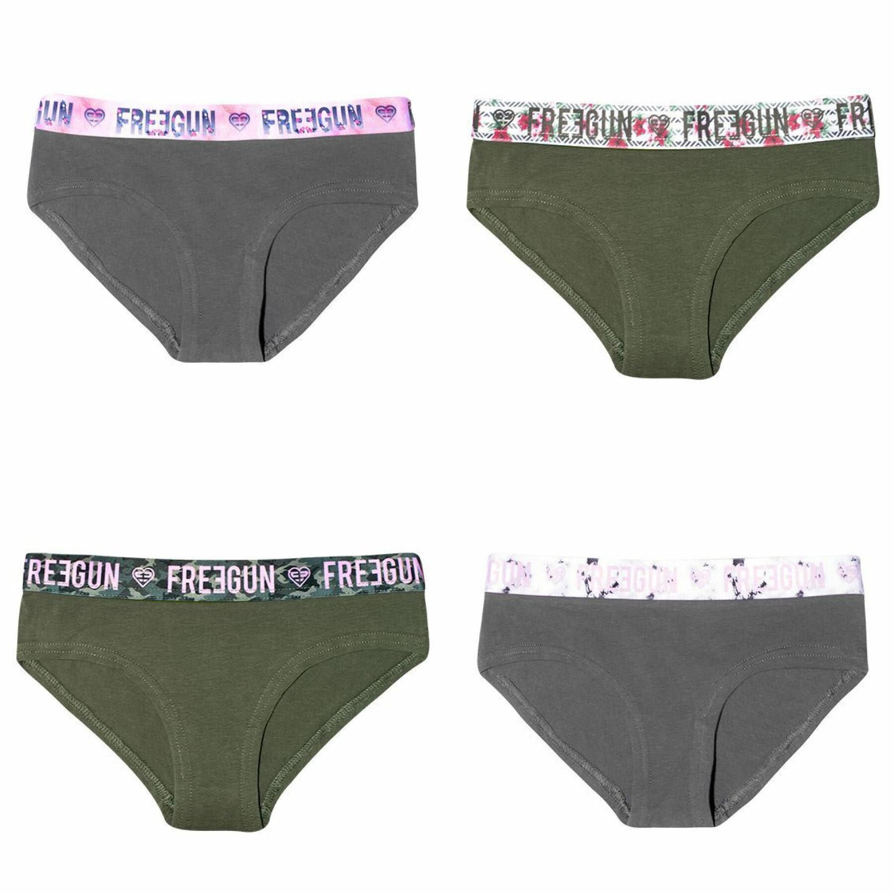 Girls' plain cotton boxer shorts Freegun (x4)