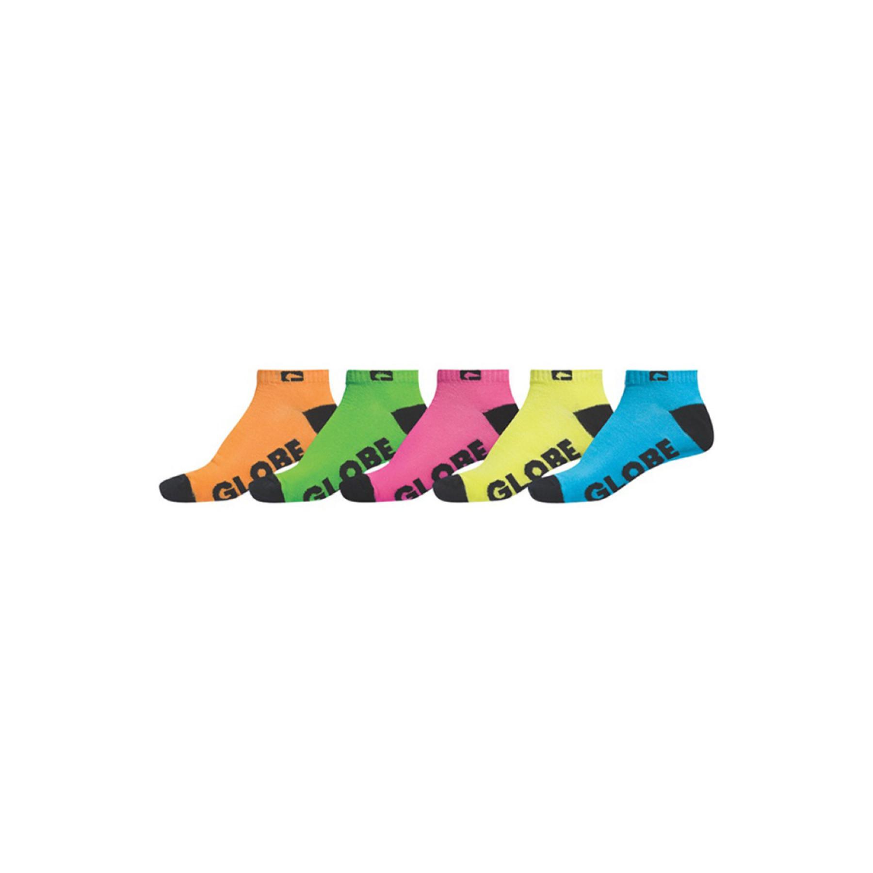 Set of 5 short socks for children Globe Neon