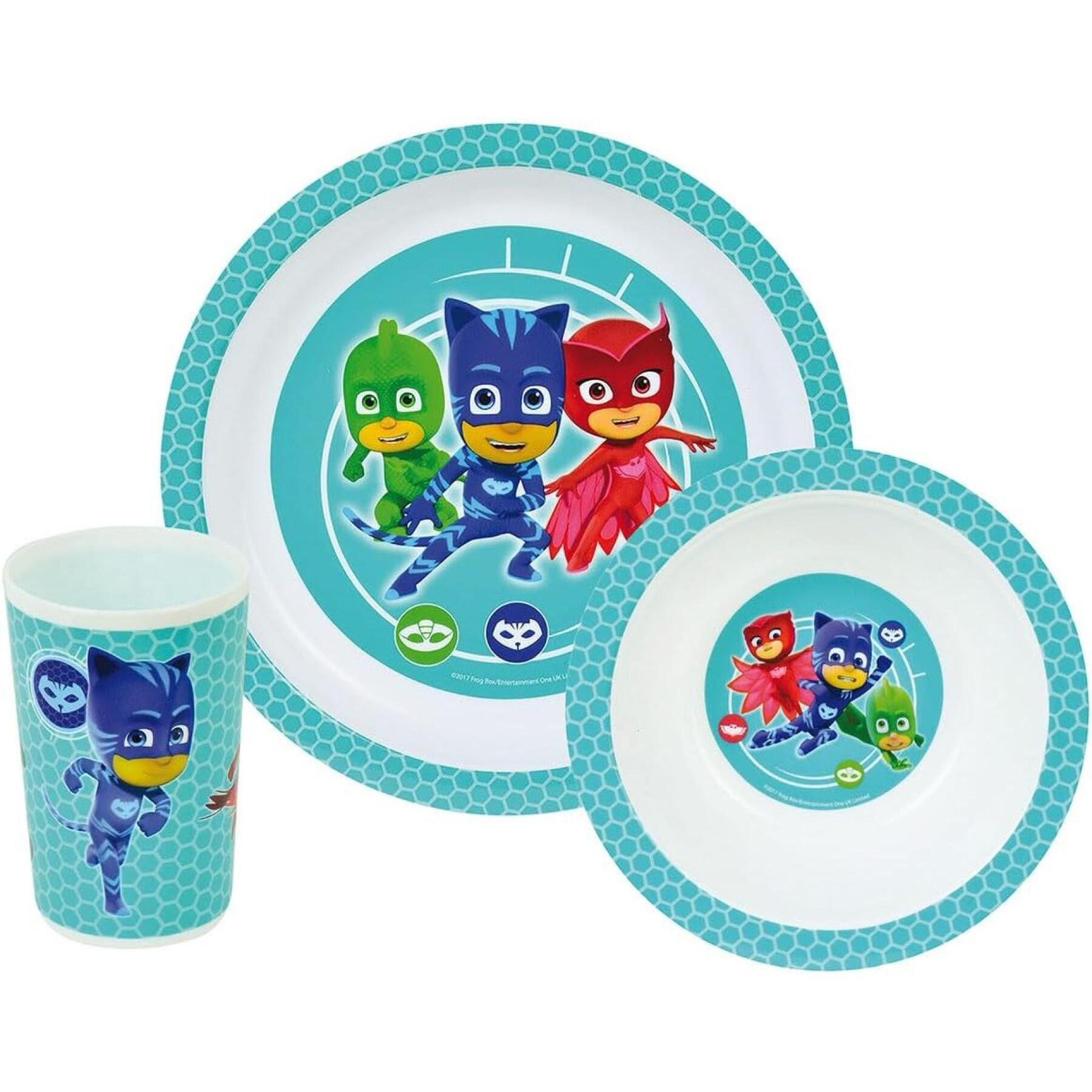 Set with glass, bowl, cutlery and plate Jemini Pyjamasques