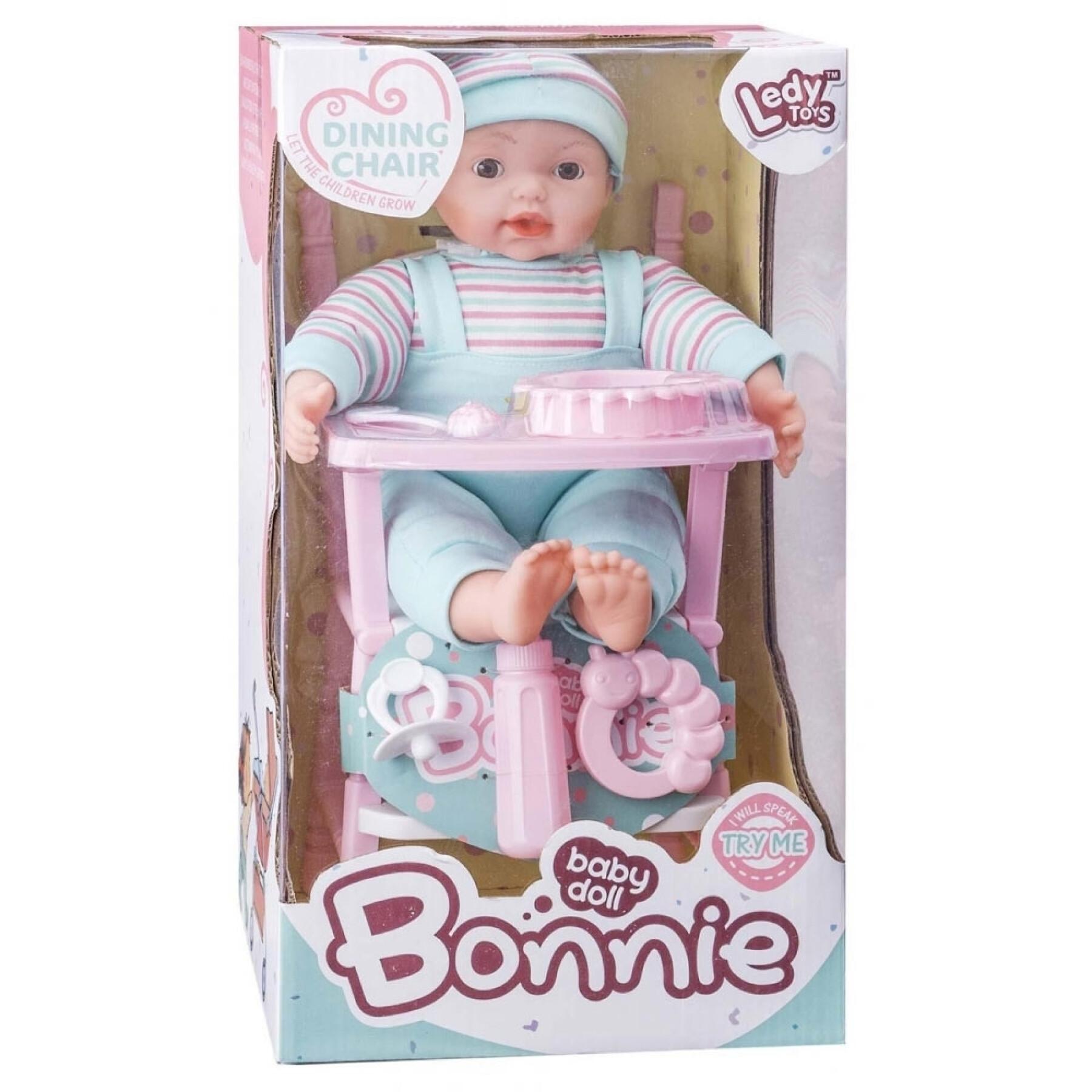 Doll with high chair and bottle sounds Ledy Toys