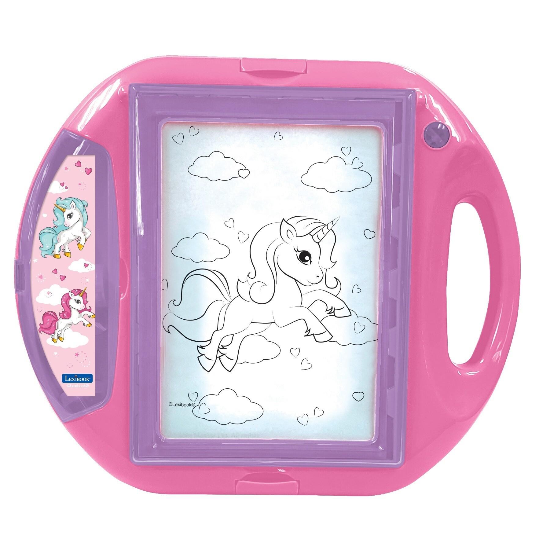 Educational unicorn projector tablet + templates and stamps Lexibook