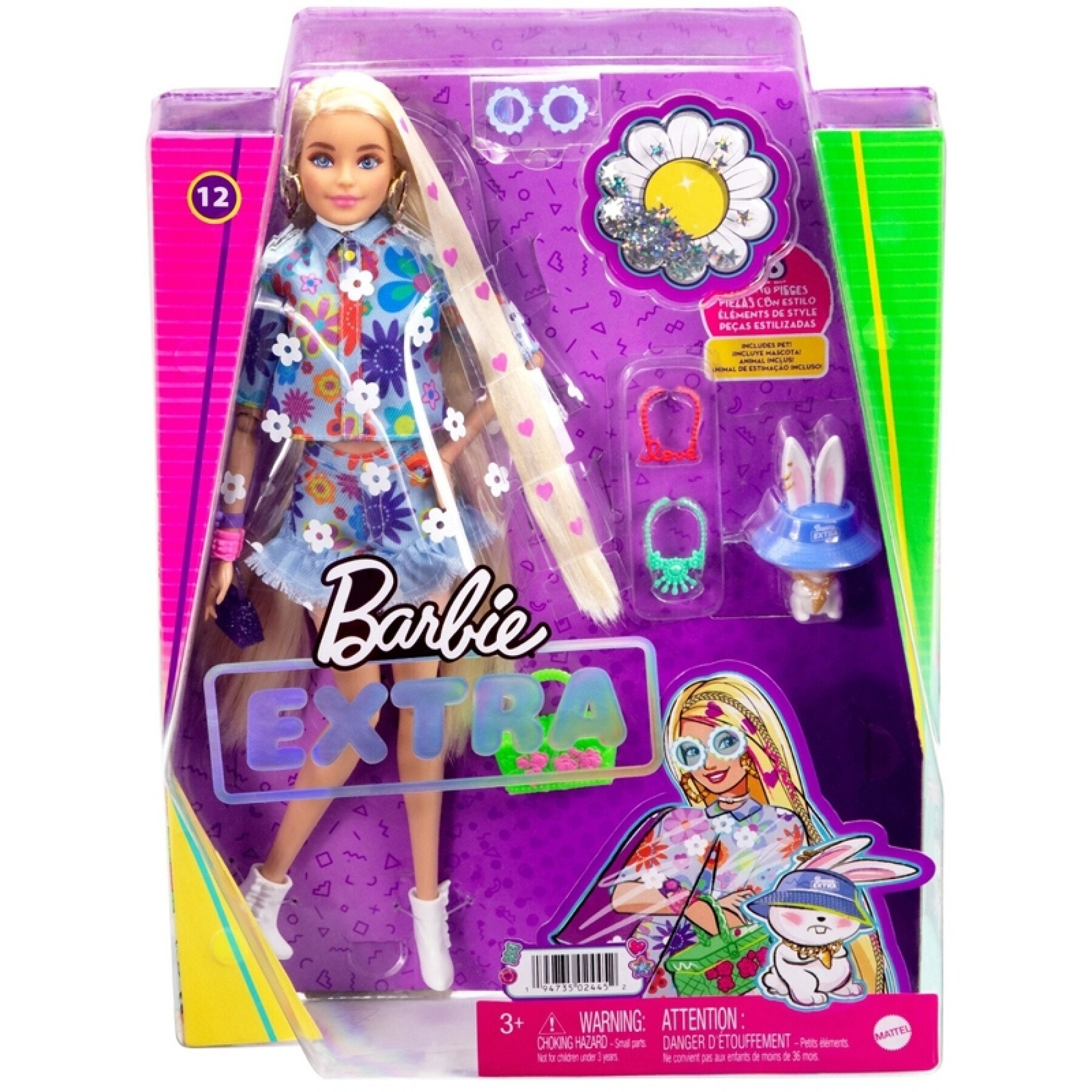 Barbie doll extra flowery dress Mattel France