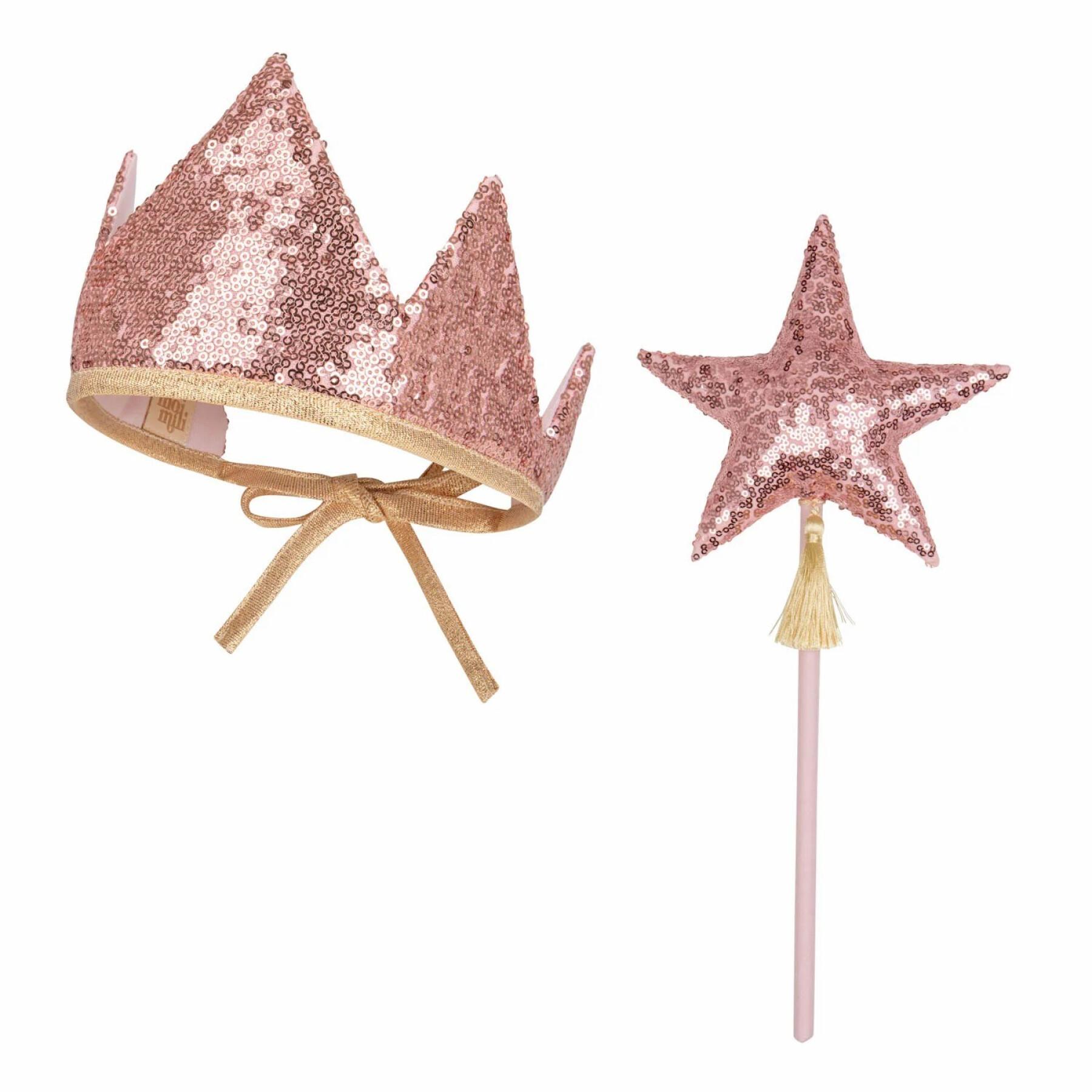 Crown and wand Moi Mili Pink Sequins