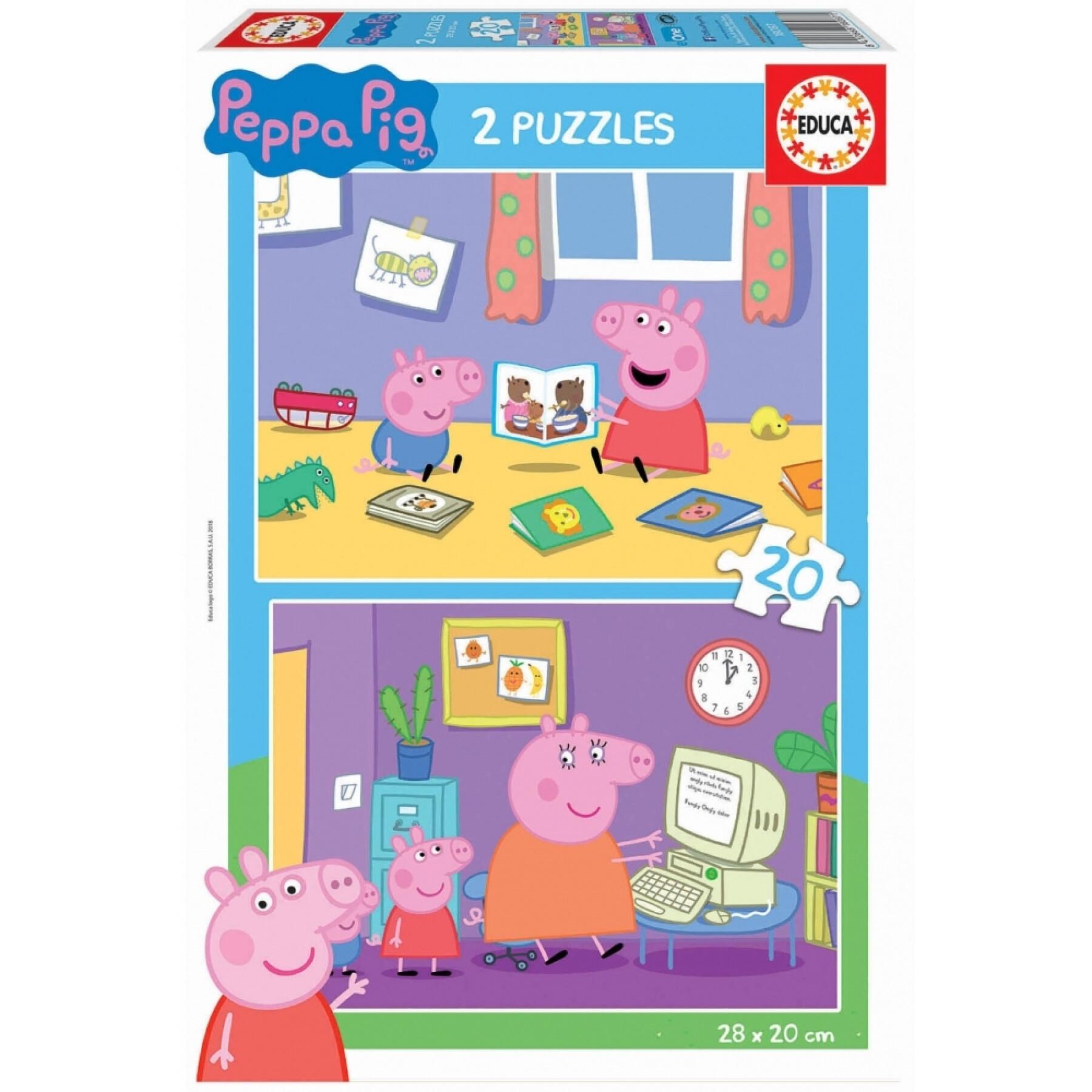Puzzle of 2 x 20 pieces Peppa Pig