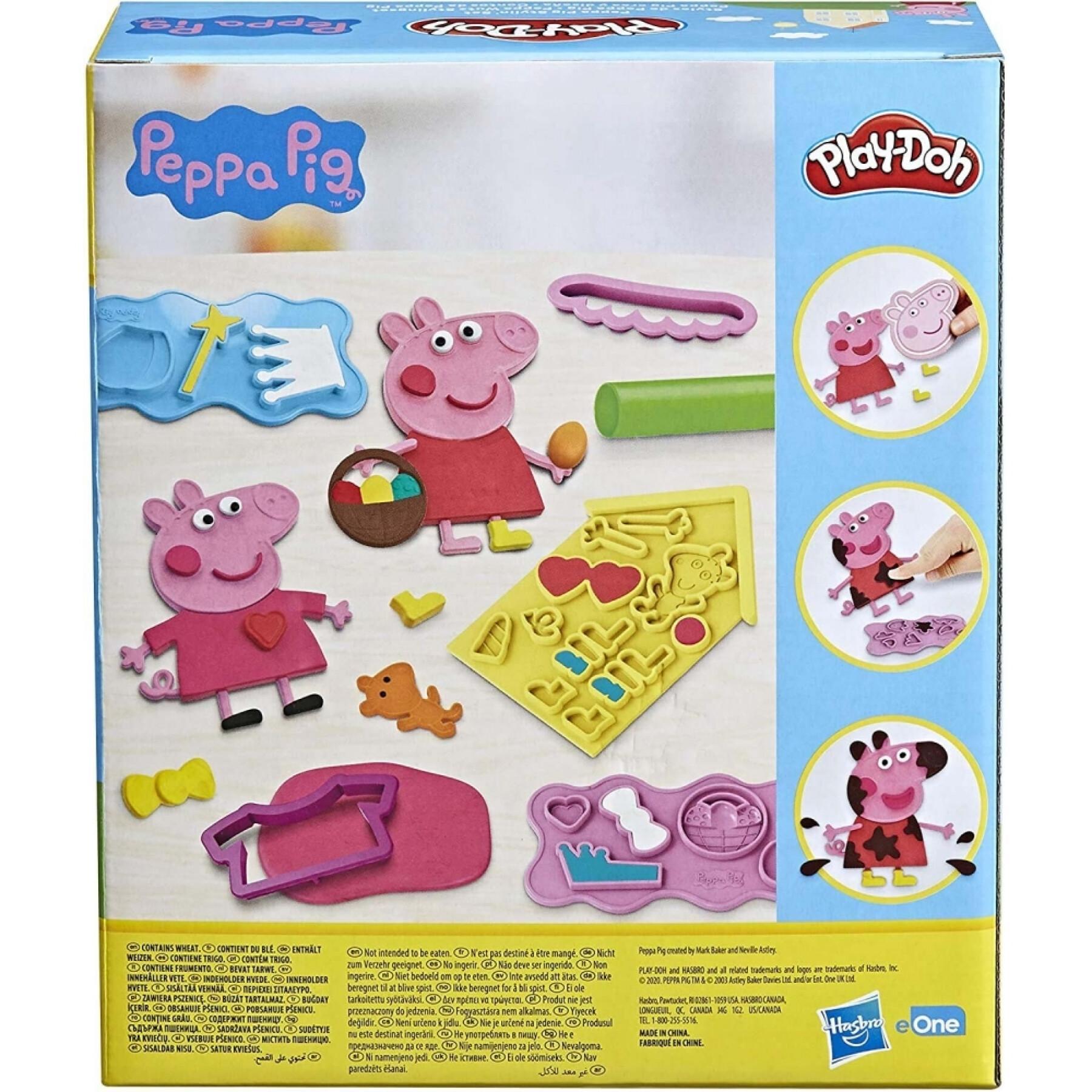 Modeling clay to create and design Peppa Pig