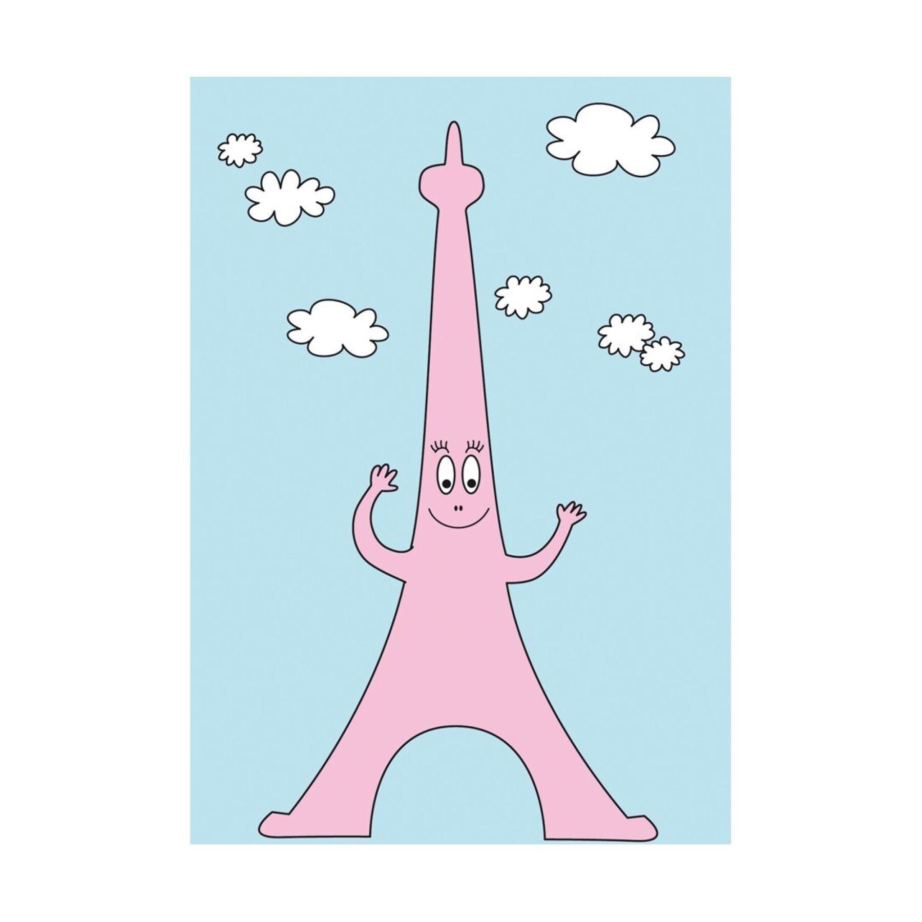 Double postcard for children Petit Jour Barbapapa Tour Eiffel