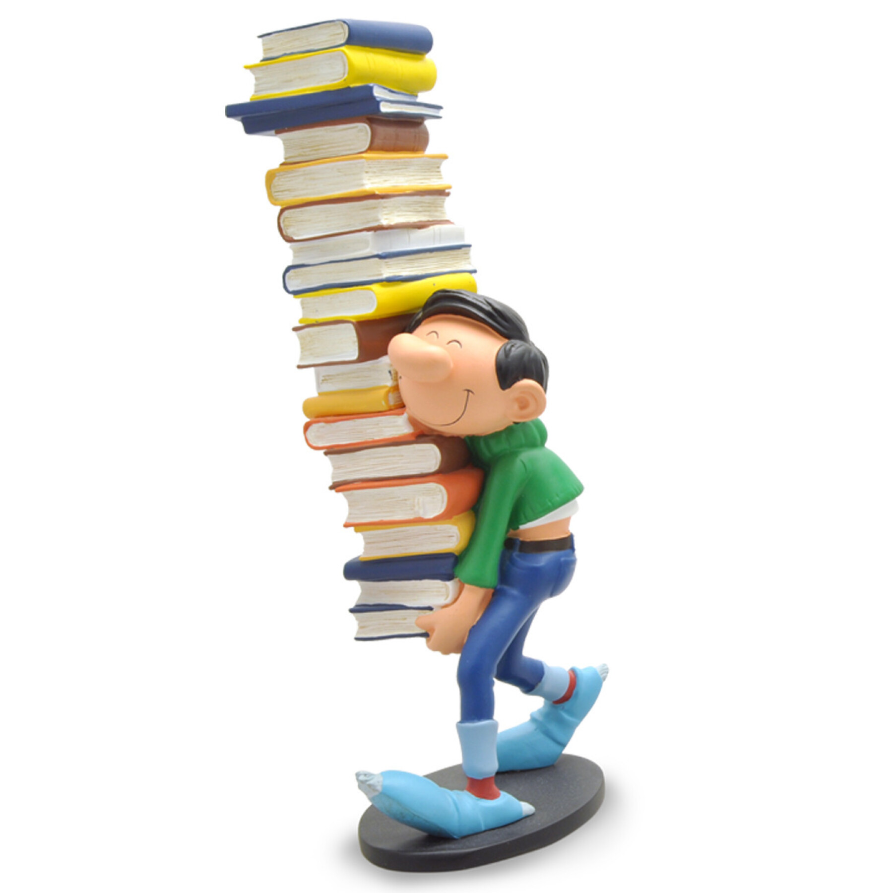 Gaston figure carrying a stack of books Plastoy
