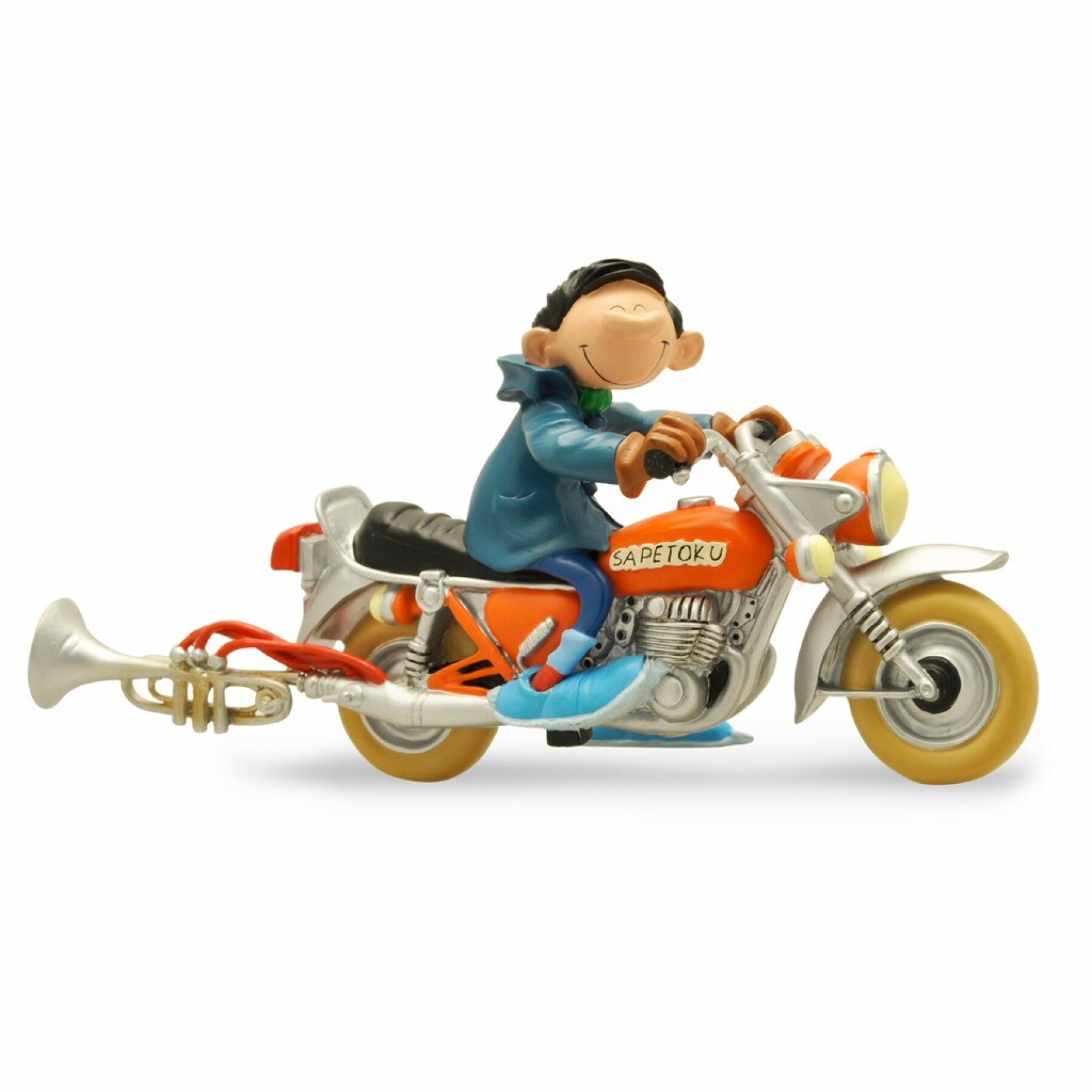 Figurine gaston et la moto sapetoku Plastoy