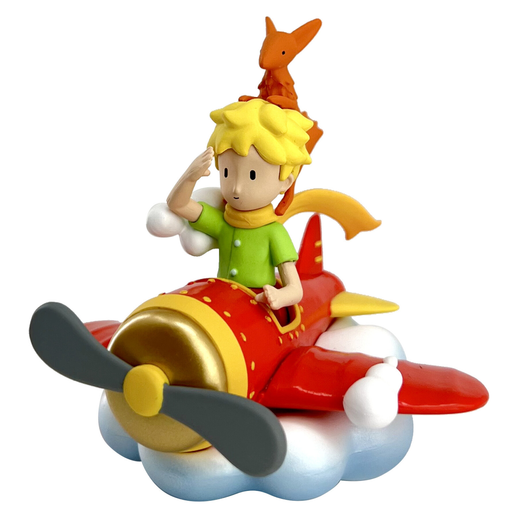 The Little Prince and the fox in a plane figurine Plastoy