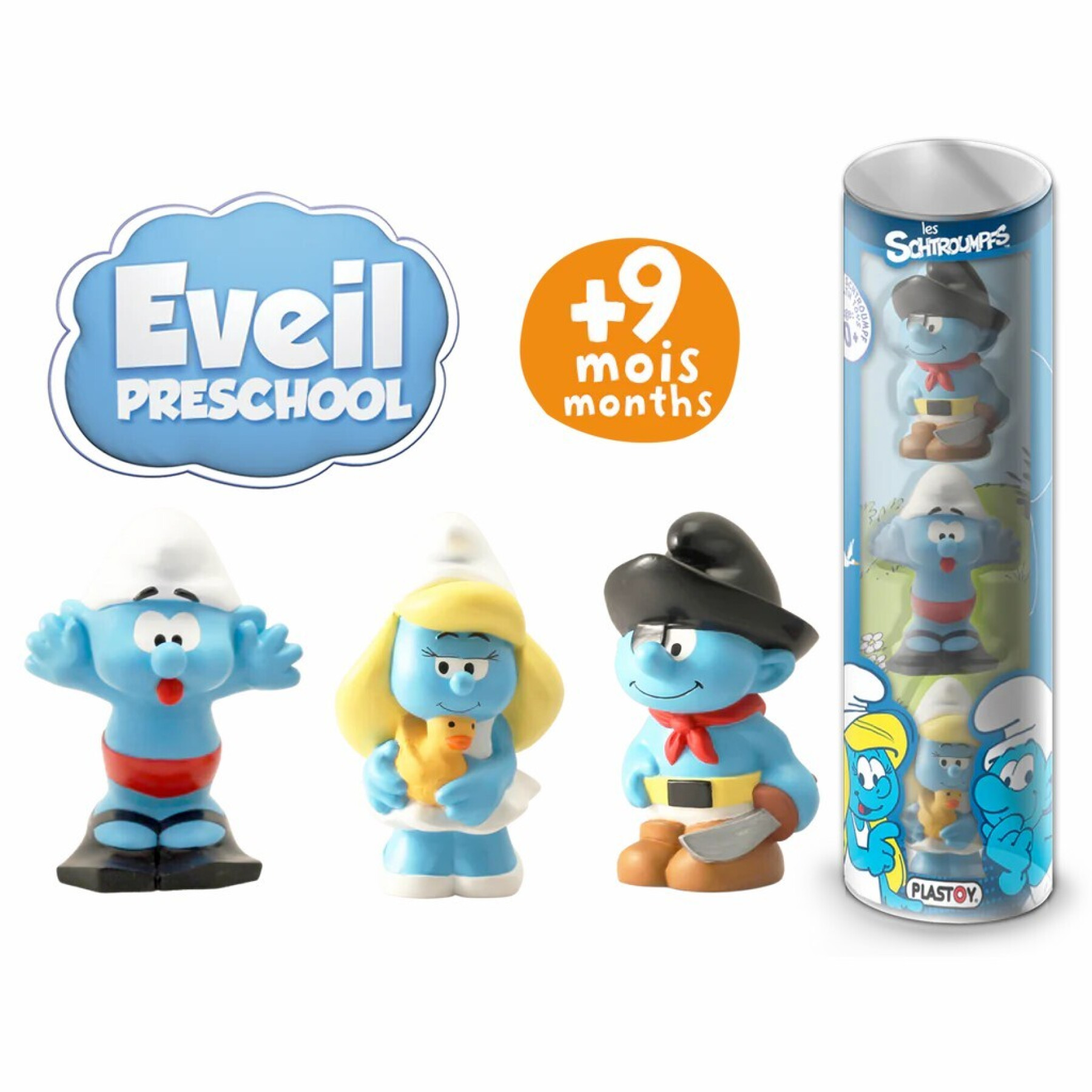Jeux d'éveil - tube of 3 Smurfs figurines Plastoy