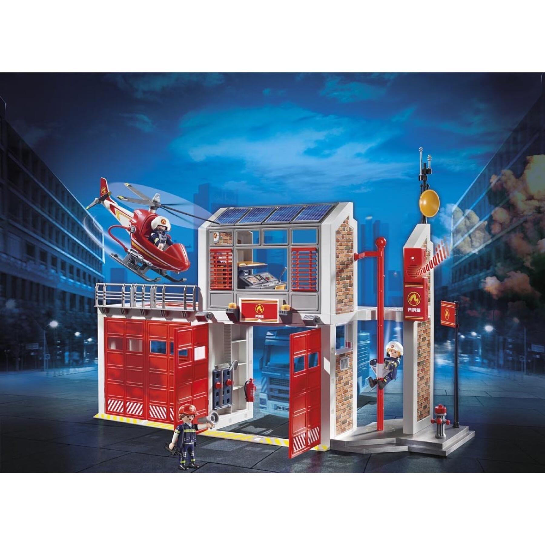 Fire department and helicopter building sets Playmobil