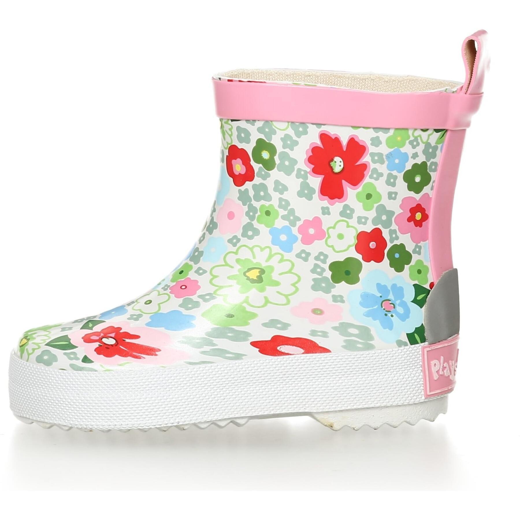 Baby girl rubber rain boots Playshoes Low Flowers