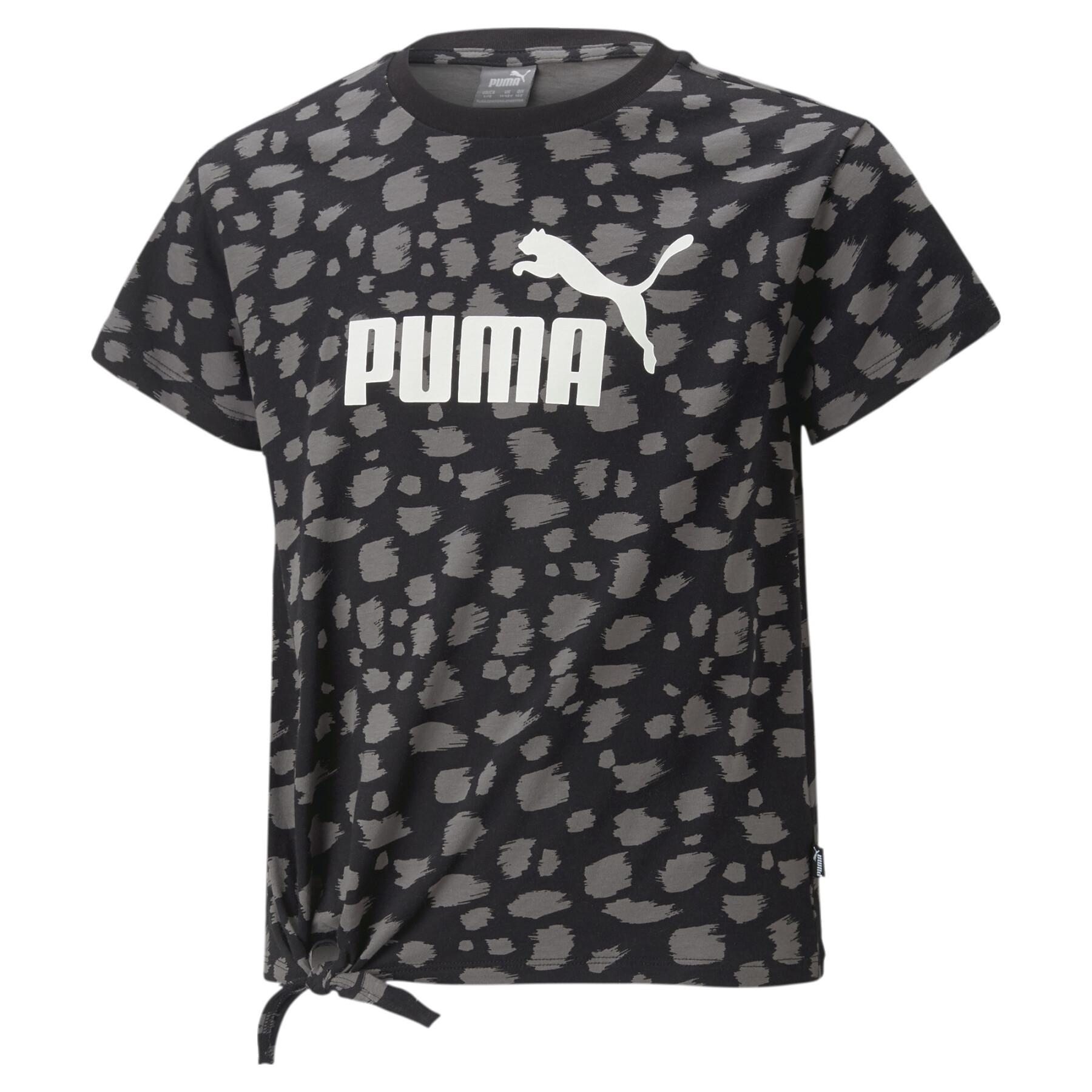 Girl's knotted animal print t-shirt Puma ESS+ AOP