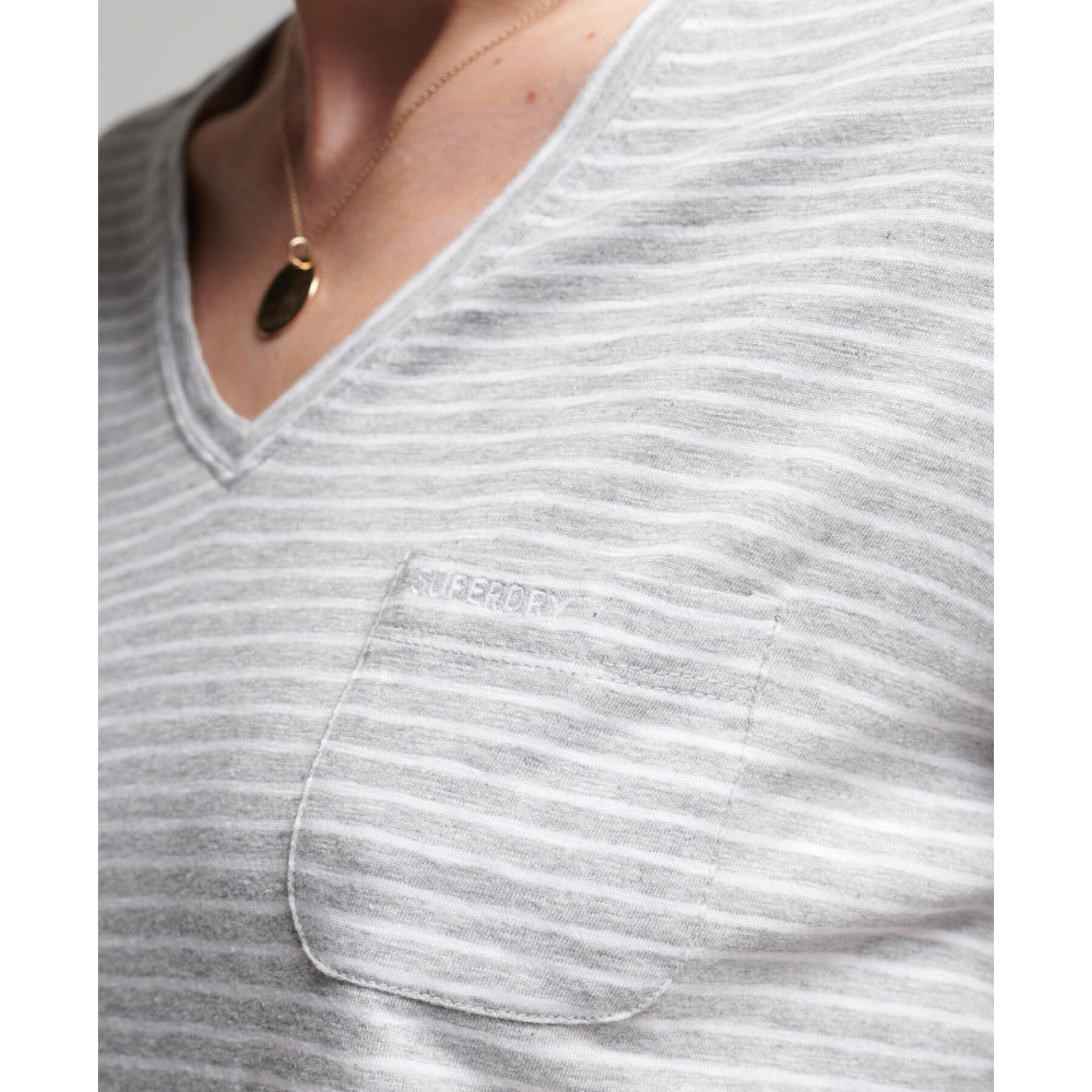 Organic cotton girl's v-neck and chest pocket t-shirt Superdry Studios