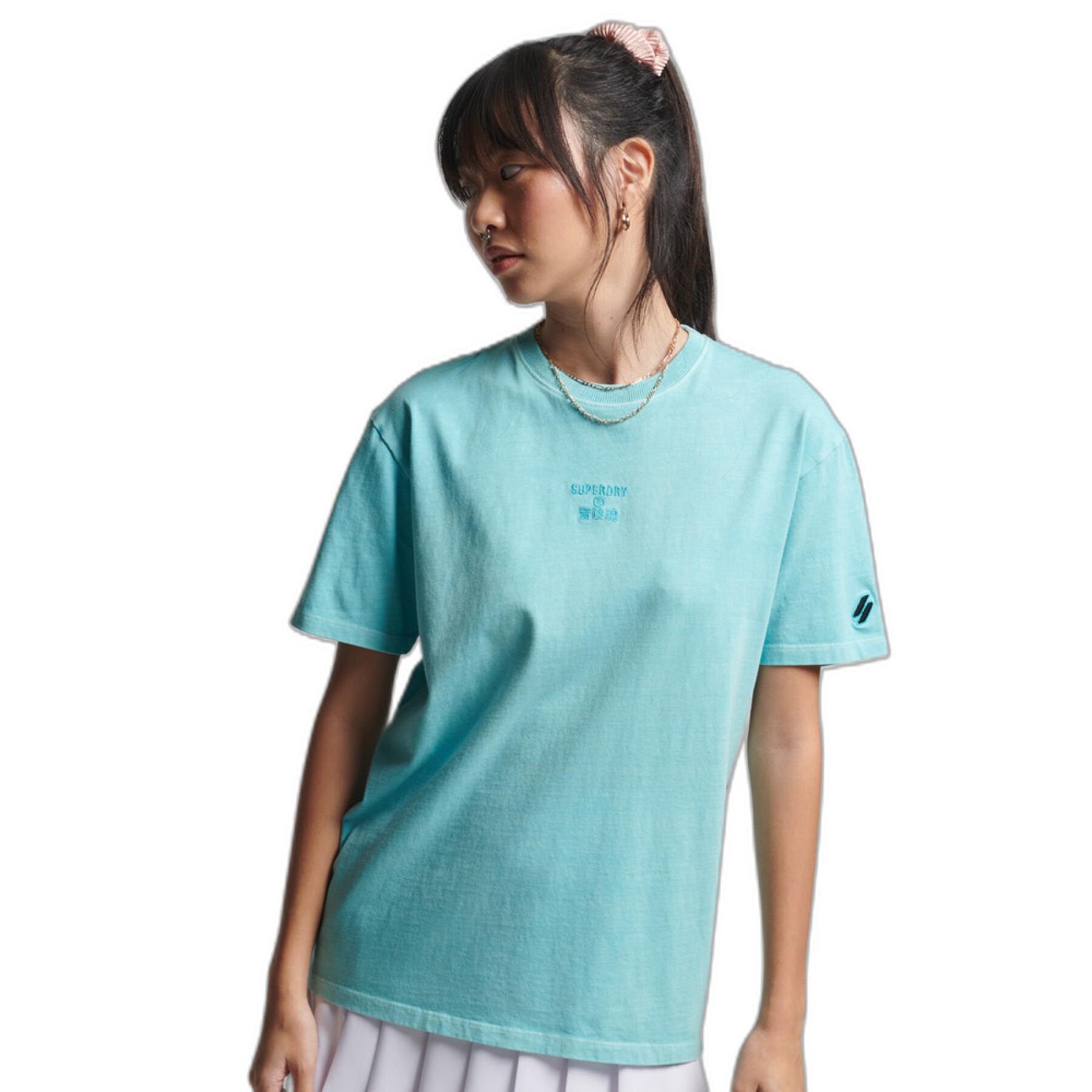 Loose-fitting girl's T-shirt Superdry Code Logo Garment Dye
