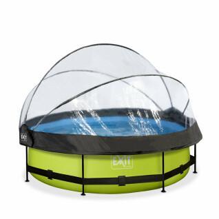 Swimming pool with filter pump and children's dome Exit Toys Lime 300 x 76 cm