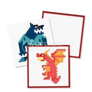 Notebook 24 colorful illustrations to reproduce on squared sheets animals Avenue Mandarine Pixel