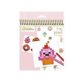 Notebook 24 colorful illustrations to reproduce on squared sheets of paper kawaii treats Avenue Mandarine Pixel