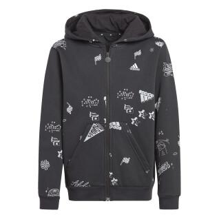 Full-zip hoodie for kids adidas Brand Love Allover Print