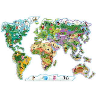 Educational games my magnetic world map puzzle Auzou Je Découvre Le Monde Avec Loup